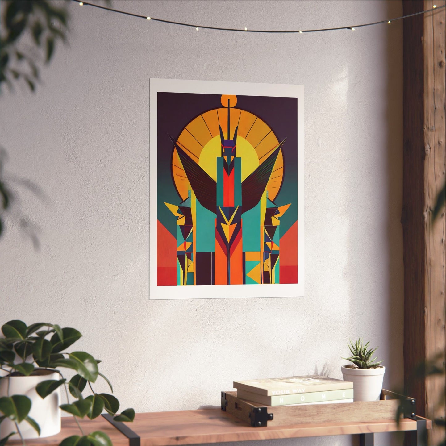 Deco Sphinx Abstract Geometric Poster | Eclectic Egyptian Revival Art for Gallery Wall - POP DECO