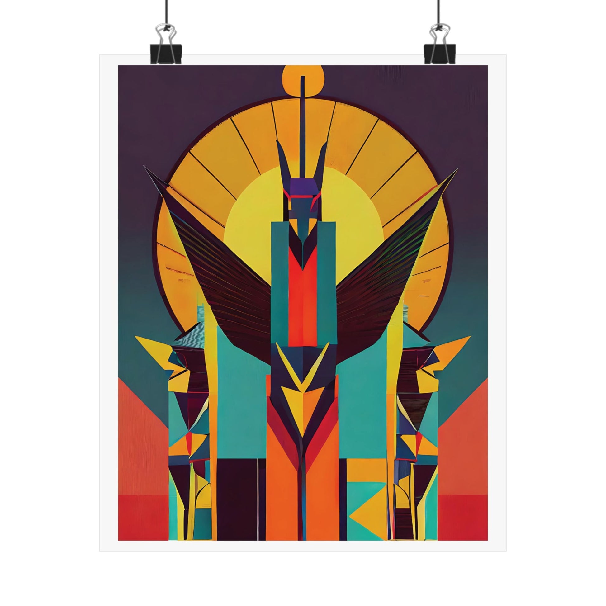 Deco Sphinx Abstract Geometric Poster | Eclectic Egyptian Revival Art for Gallery Wall - POP DECO