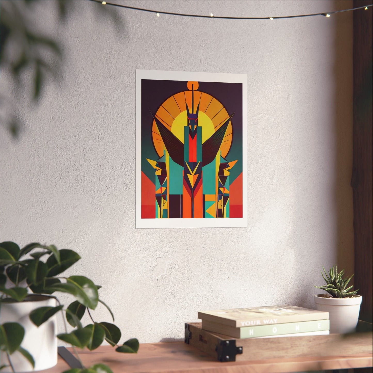 Deco Sphinx Abstract Geometric Poster | Eclectic Egyptian Revival Art for Gallery Wall - POP DECO