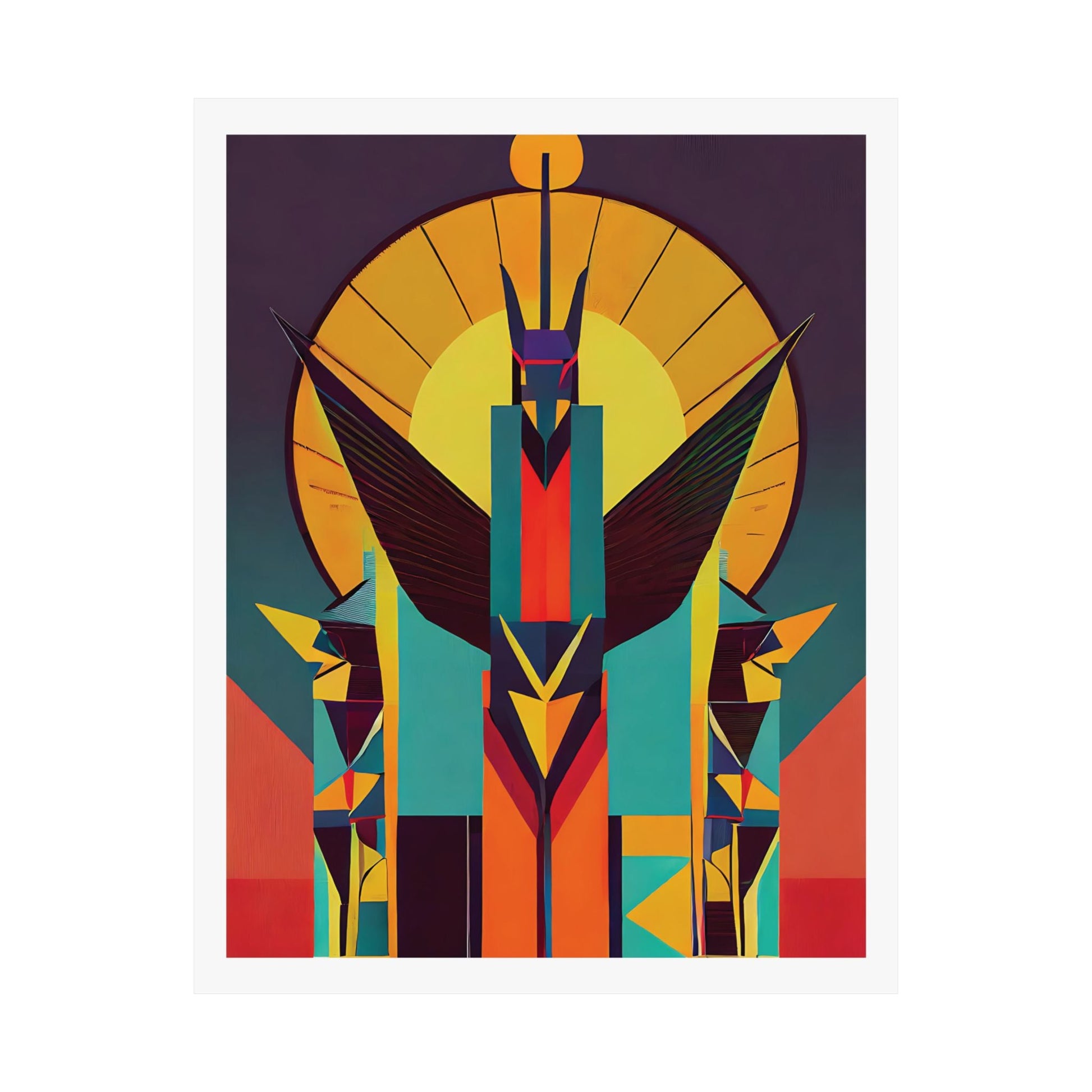 Deco Sphinx Abstract Geometric Poster | Eclectic Egyptian Revival Art for Gallery Wall - POP DECO