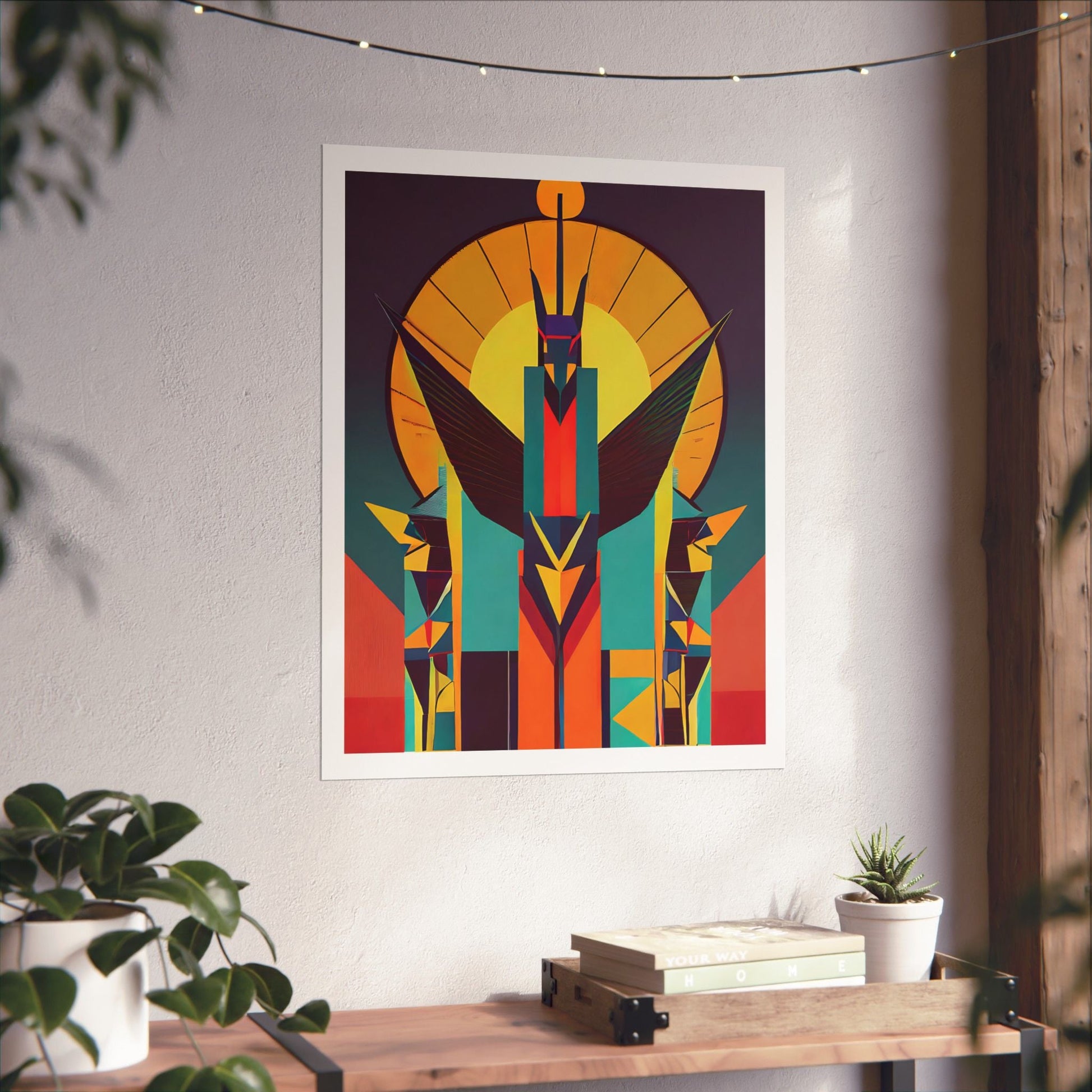 Deco Sphinx Abstract Geometric Poster | Eclectic Egyptian Revival Art for Gallery Wall - POP DECO