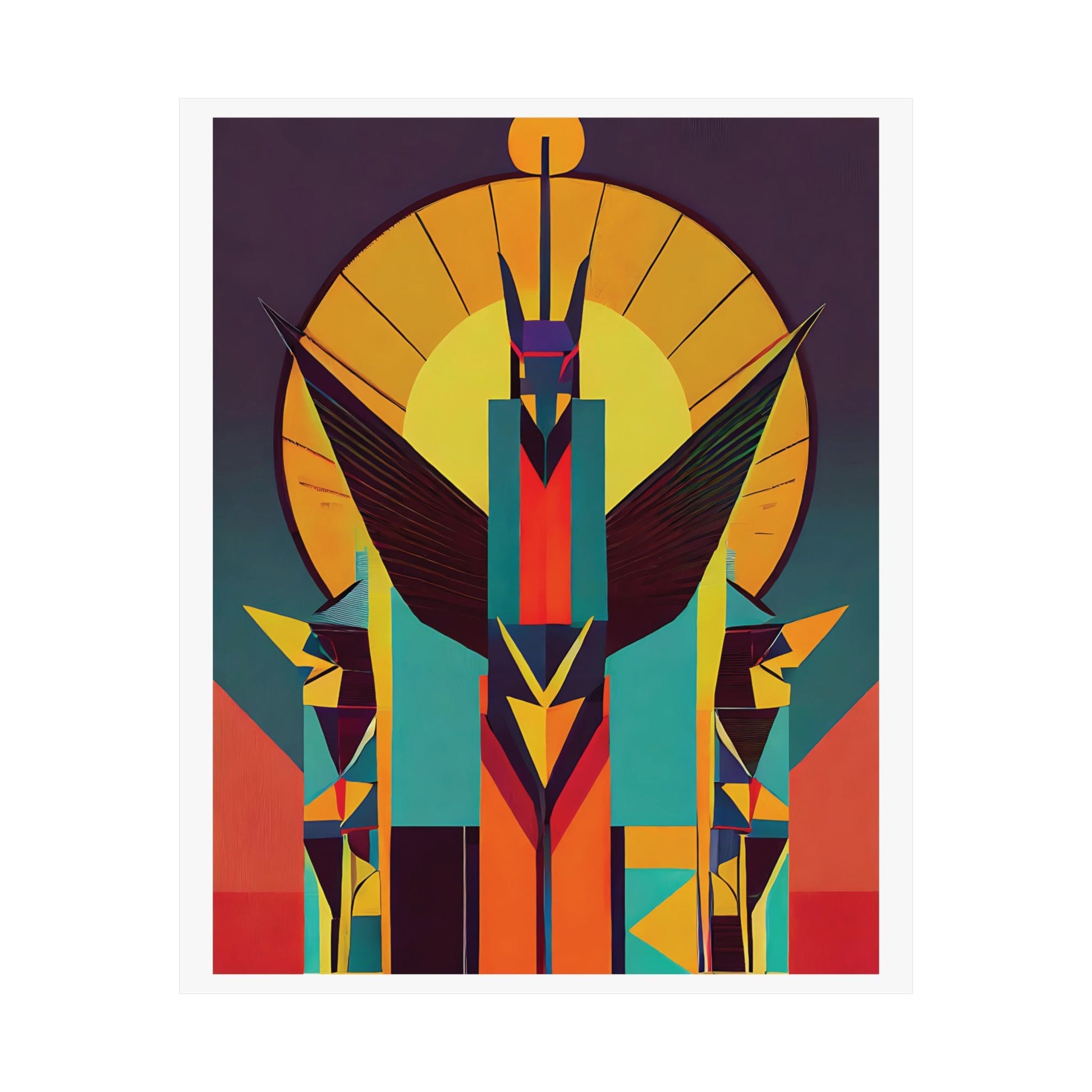 Deco Sphinx Abstract Geometric Poster | Eclectic Egyptian Revival Art for Gallery Wall - POP DECO