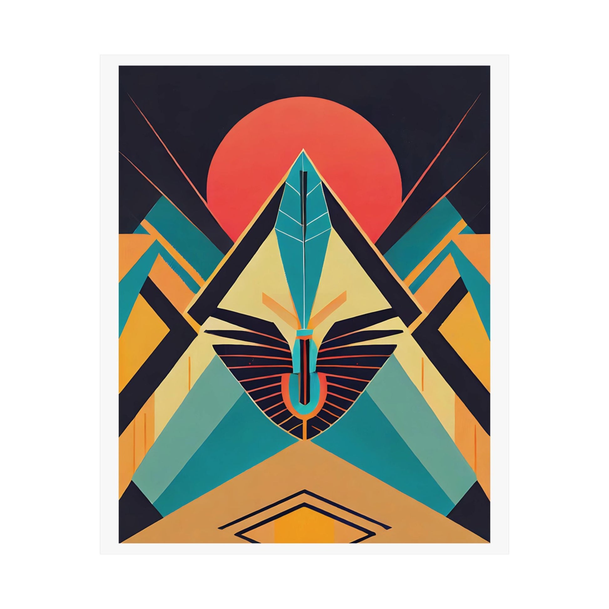 Deco Sphinx Abstract Geometric Poster | Eclectic Egyptian Revival Wall Art for Gallery Wall - POP DECO