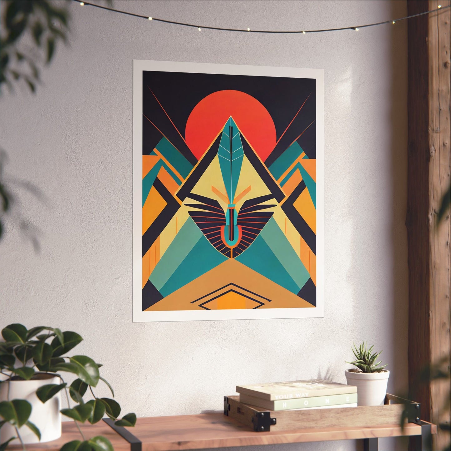 Deco Sphinx Abstract Geometric Poster | Eclectic Egyptian Revival Wall Art for Gallery Wall - POP DECO