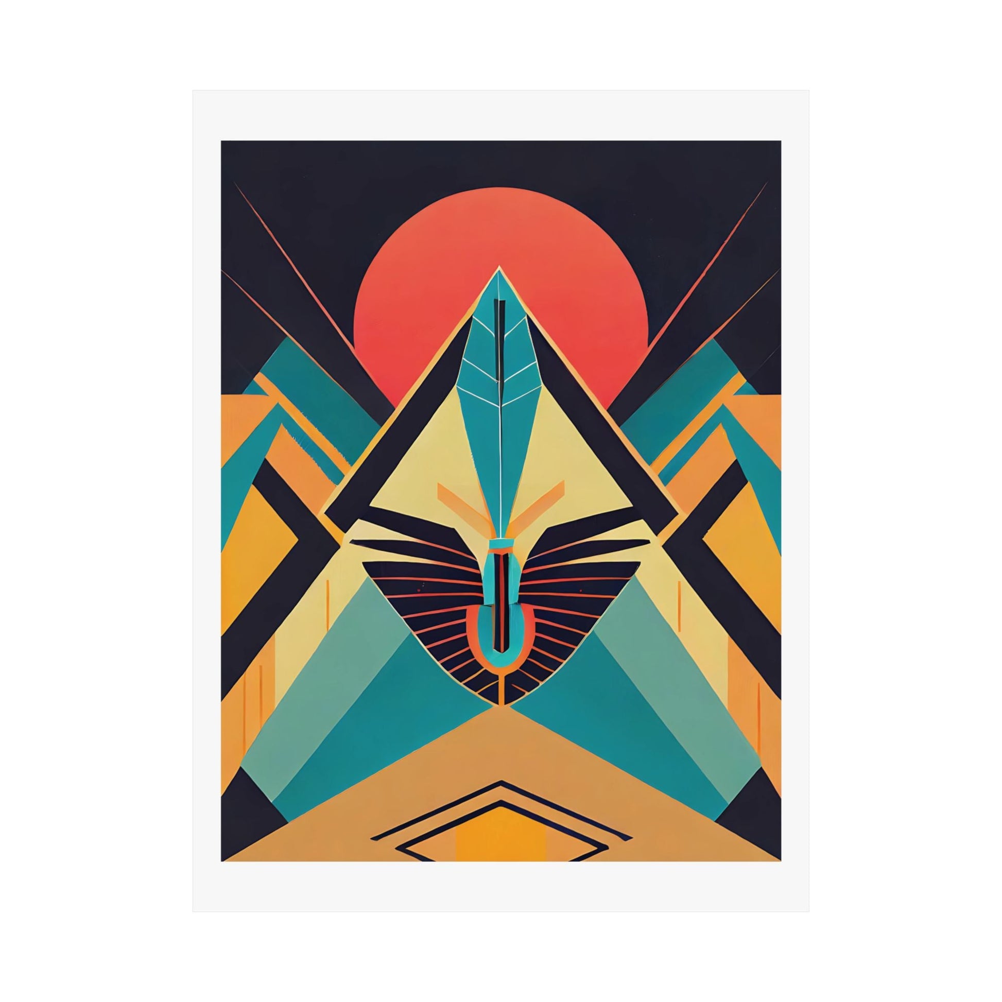 Deco Sphinx Abstract Geometric Poster | Eclectic Egyptian Revival Wall Art for Gallery Wall - POP DECO