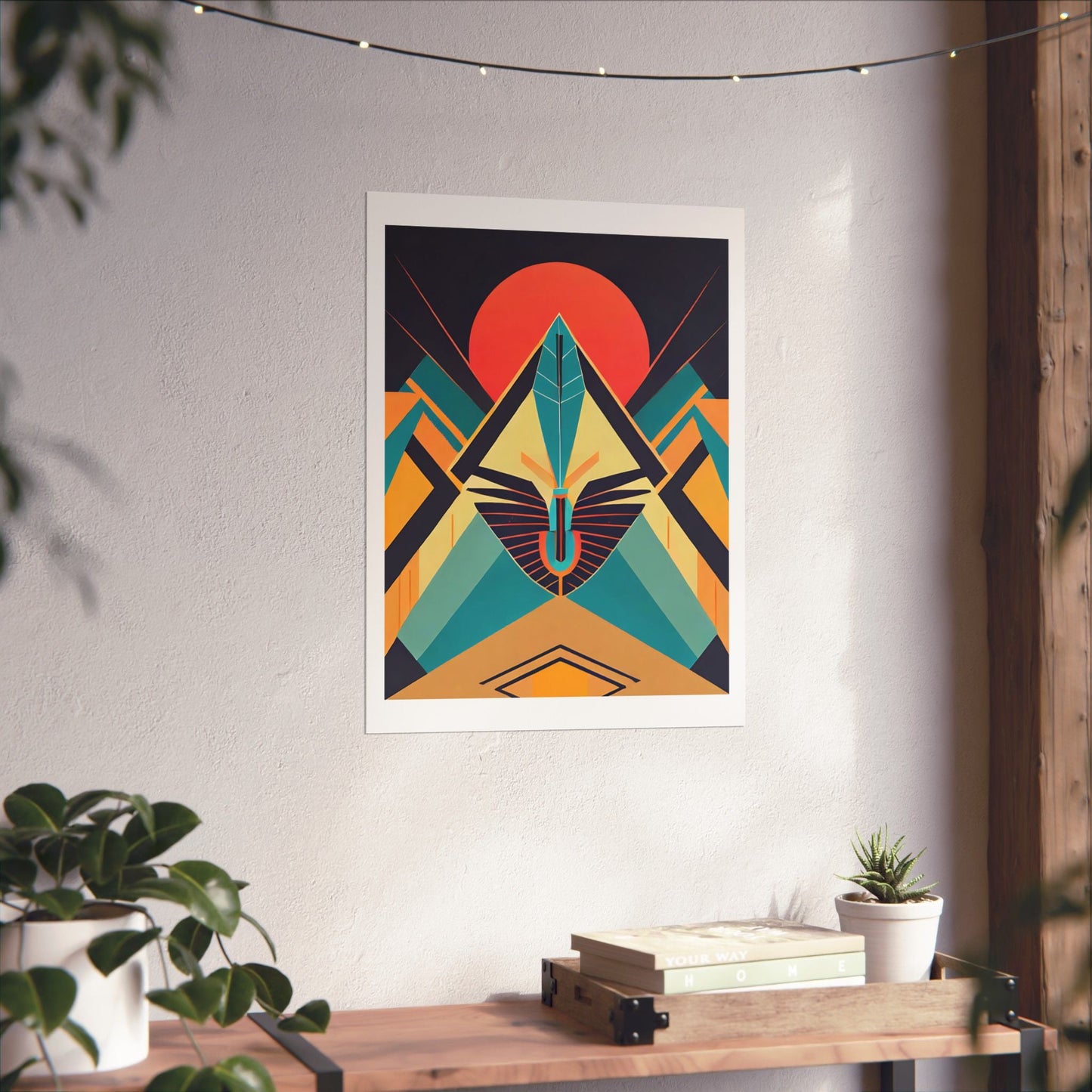 Deco Sphinx Abstract Geometric Poster | Eclectic Egyptian Revival Wall Art for Gallery Wall - POP DECO