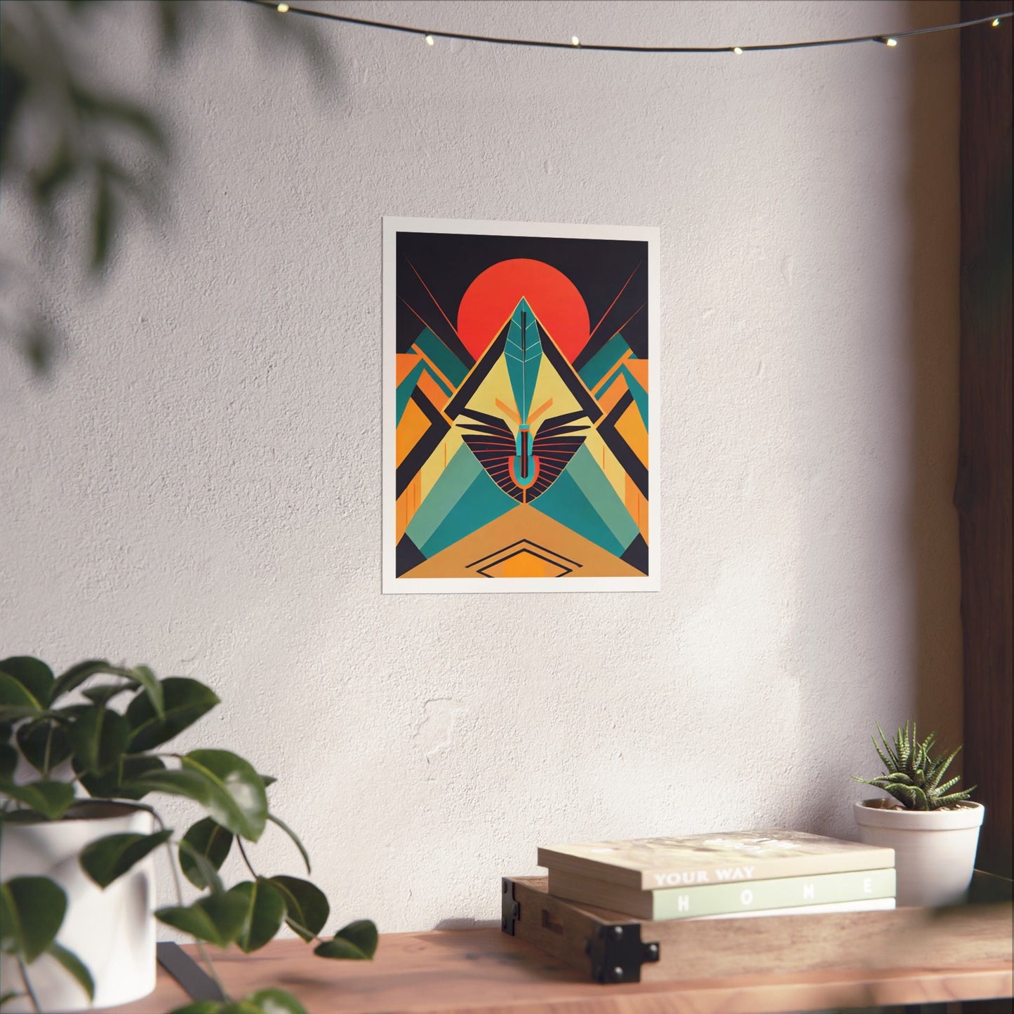 Deco Sphinx Abstract Geometric Poster | Eclectic Egyptian Revival Wall Art for Gallery Wall - POP DECO