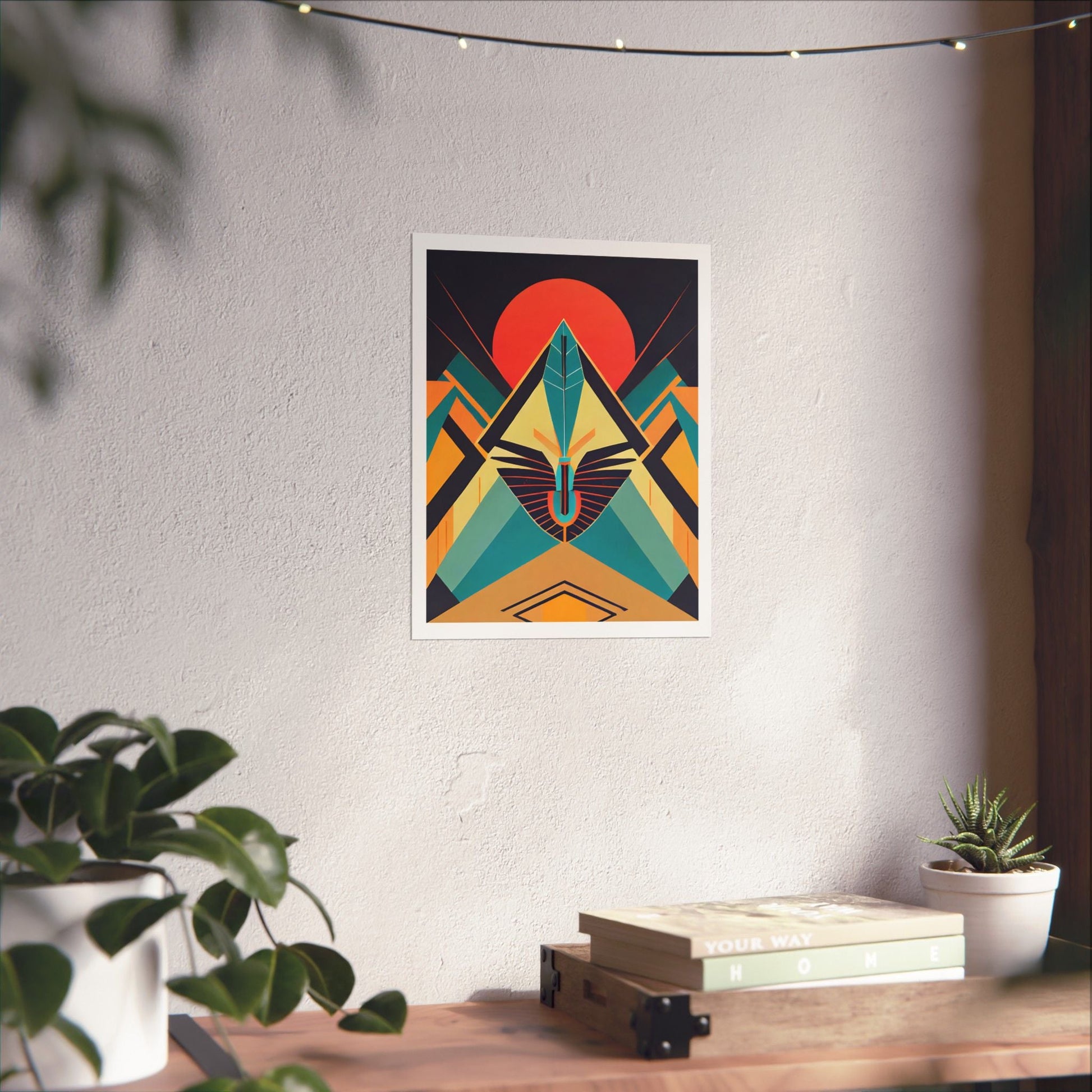 Deco Sphinx Abstract Geometric Poster | Eclectic Egyptian Revival Wall Art for Gallery Wall - POP DECO