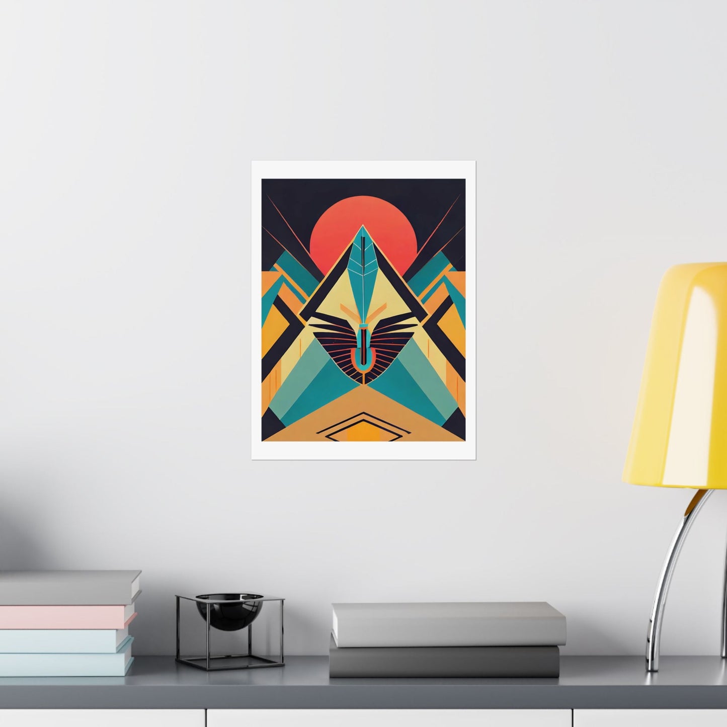 Deco Sphinx Abstract Geometric Poster | Eclectic Egyptian Revival Wall Art for Gallery Wall - POP DECO