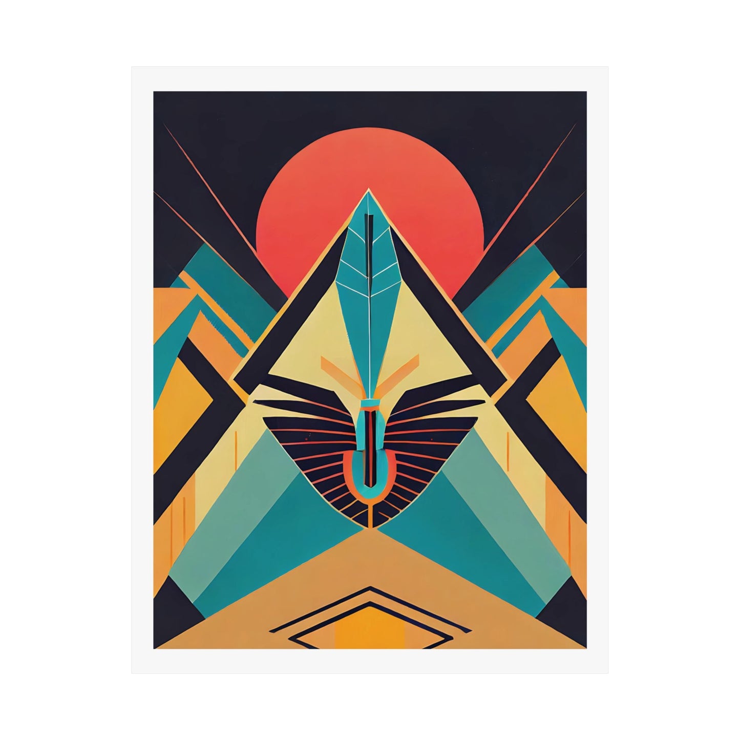 Deco Sphinx Abstract Geometric Poster | Eclectic Egyptian Revival Wall Art for Gallery Wall - POP DECO