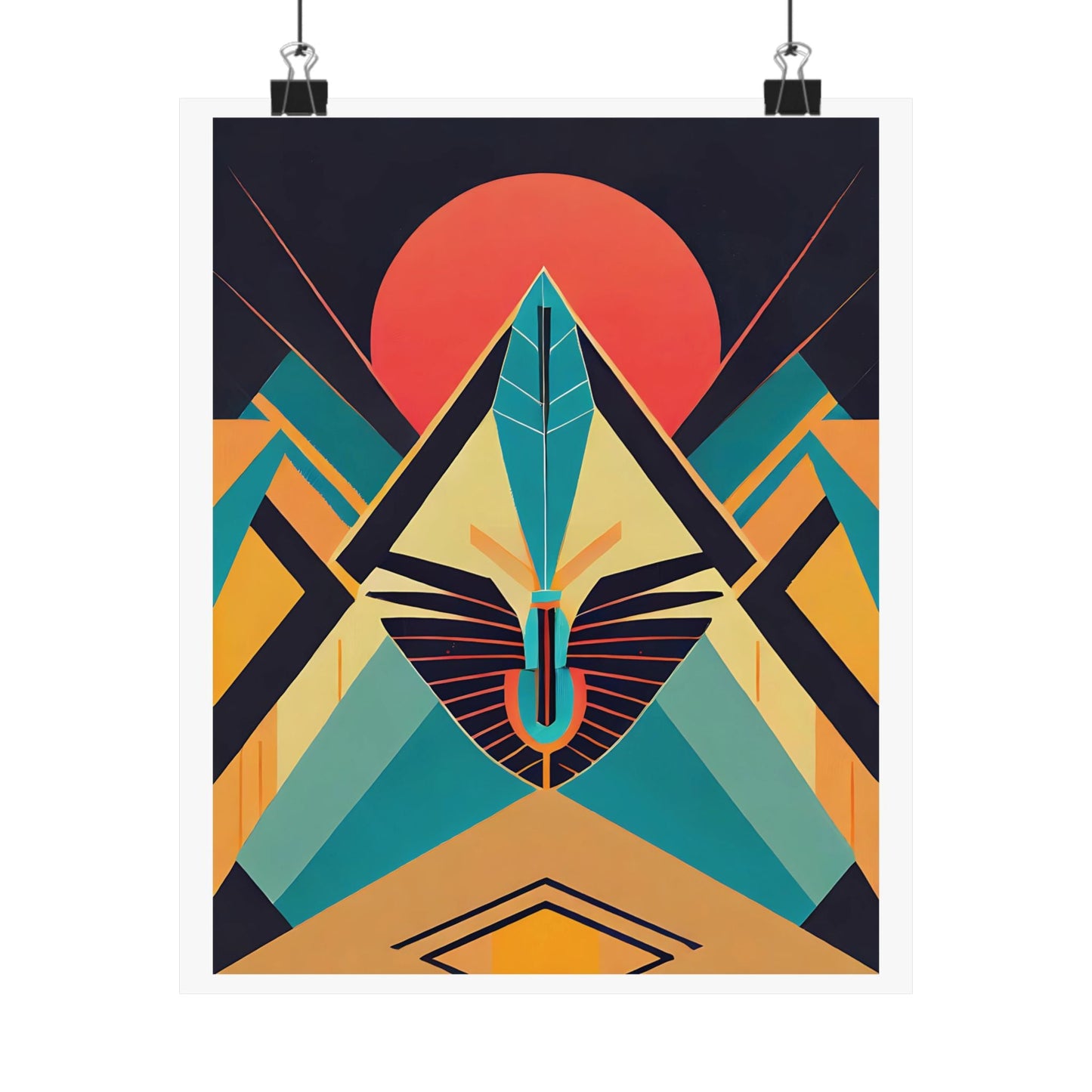 Deco Sphinx Abstract Geometric Poster | Eclectic Egyptian Revival Wall Art for Gallery Wall - POP DECO