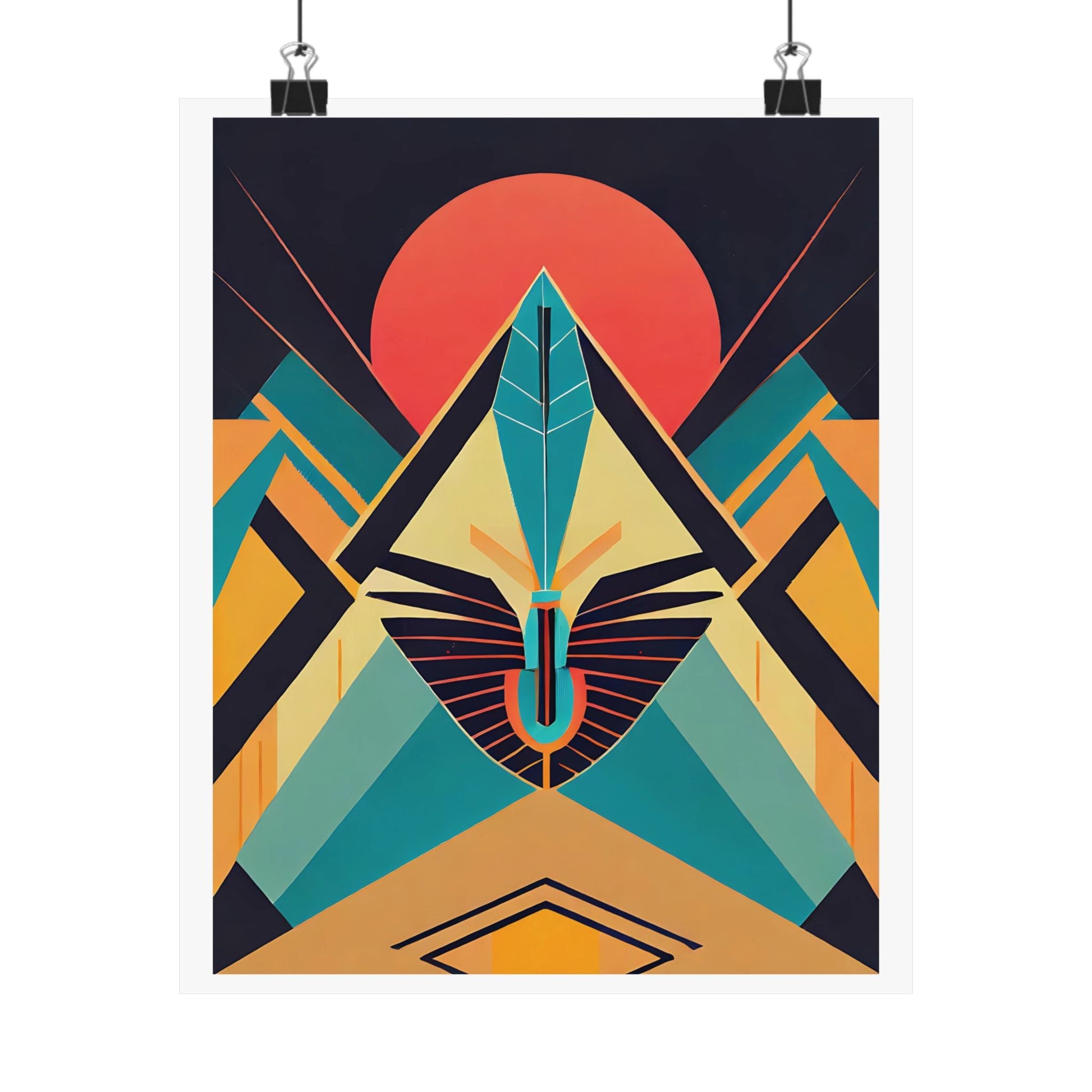 Deco Sphinx Abstract Geometric Poster | Eclectic Egyptian Revival Wall Art for Gallery Wall - POP DECO