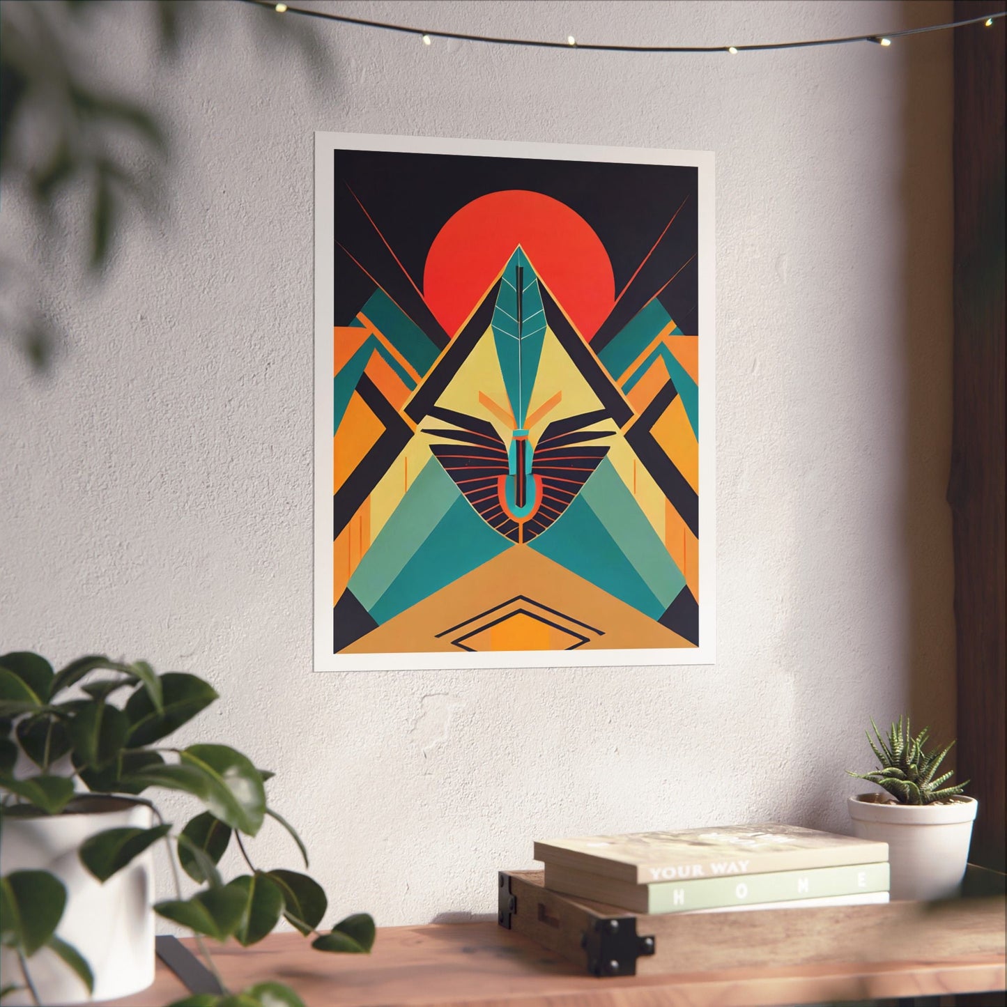 Deco Sphinx Abstract Geometric Poster | Eclectic Egyptian Revival Wall Art for Gallery Wall - POP DECO