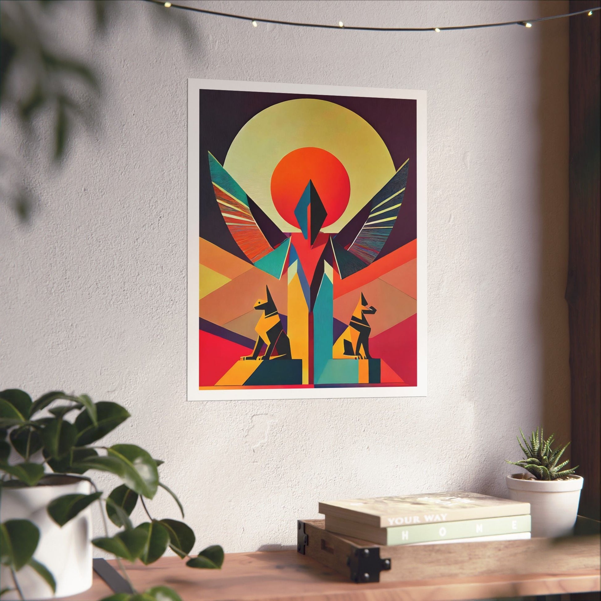 Deco Sphinx Abstract Geometric Wall Art | Eclectic Egyptian Revival Wall Art for Gallery Wall - POP DECO