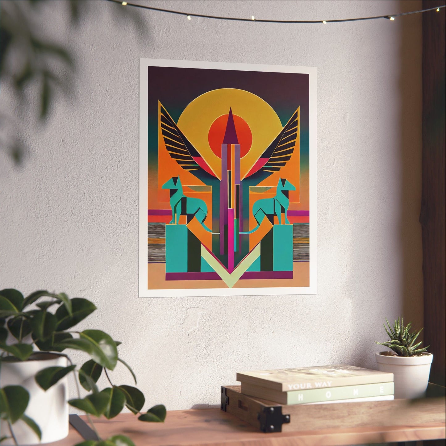 Deco Sphinx Abstract Geometric Wall Art | Eclectic Egyptian Revival Wall Art for Gallery Wall - POP DECO