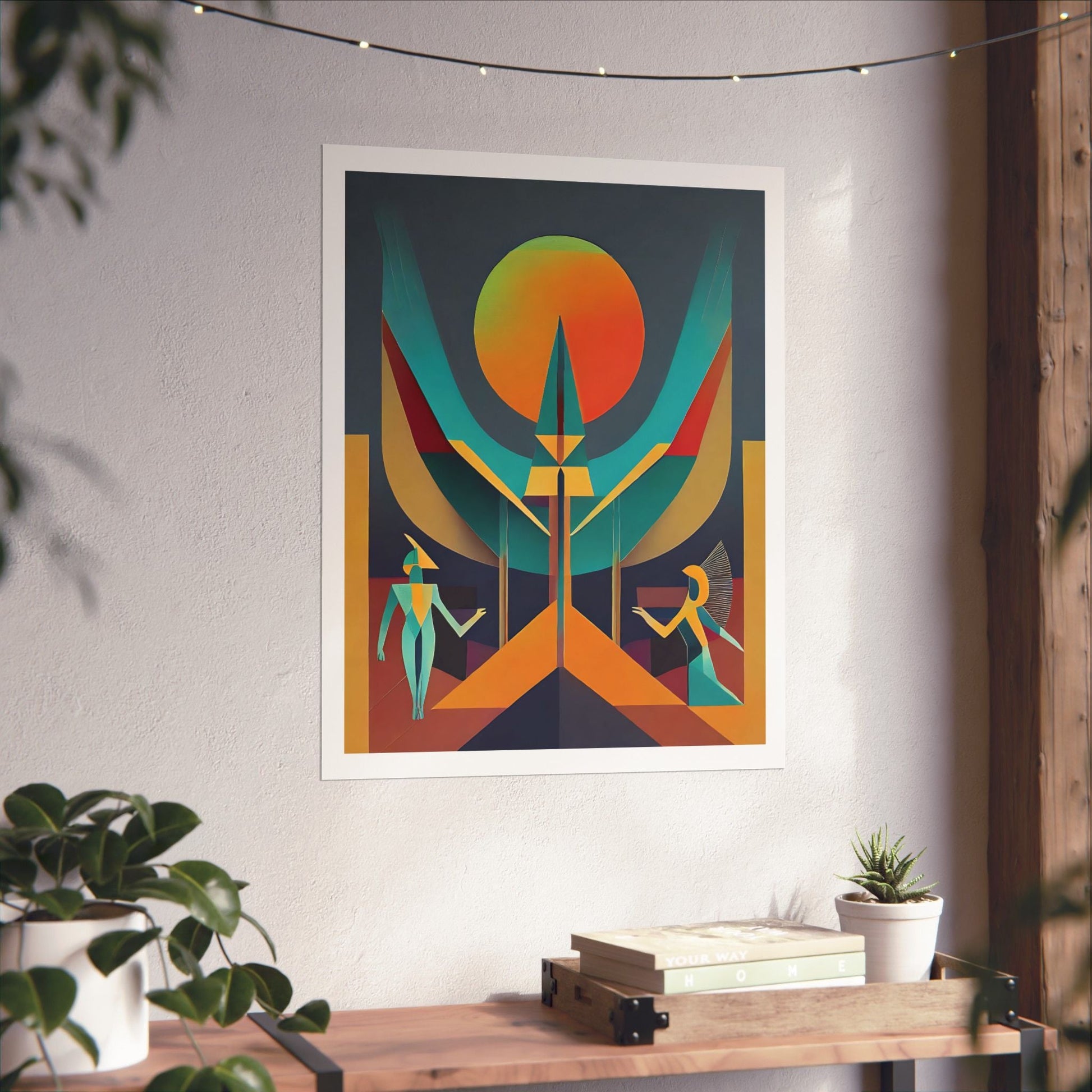 Deco Sphinx Abstract Geometric Wall Art | Eclectic Egyptian Revival Wall Art for Gallery Wall - POP DECO