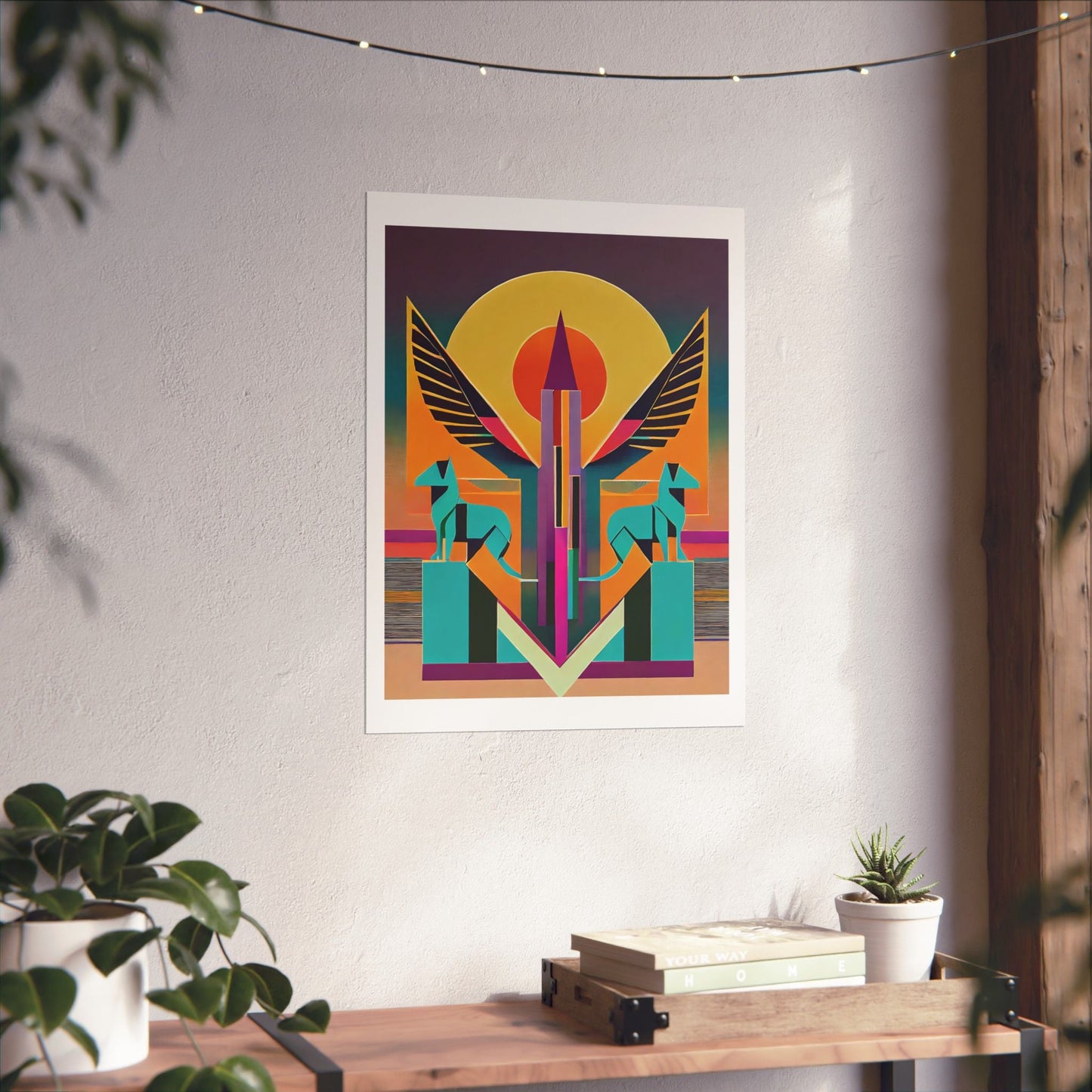 Deco Sphinx Abstract Geometric Wall Art | Eclectic Egyptian Revival Wall Art for Gallery Wall - POP DECO