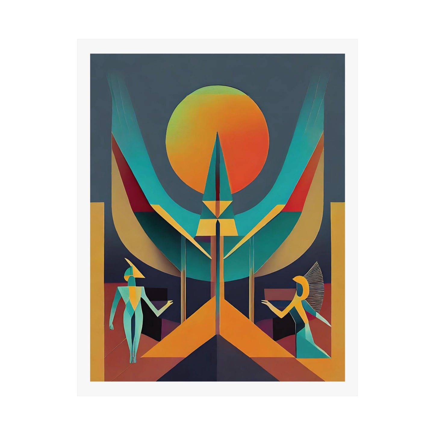 Deco Sphinx Abstract Geometric Wall Art | Eclectic Egyptian Revival Wall Art for Gallery Wall - POP DECO