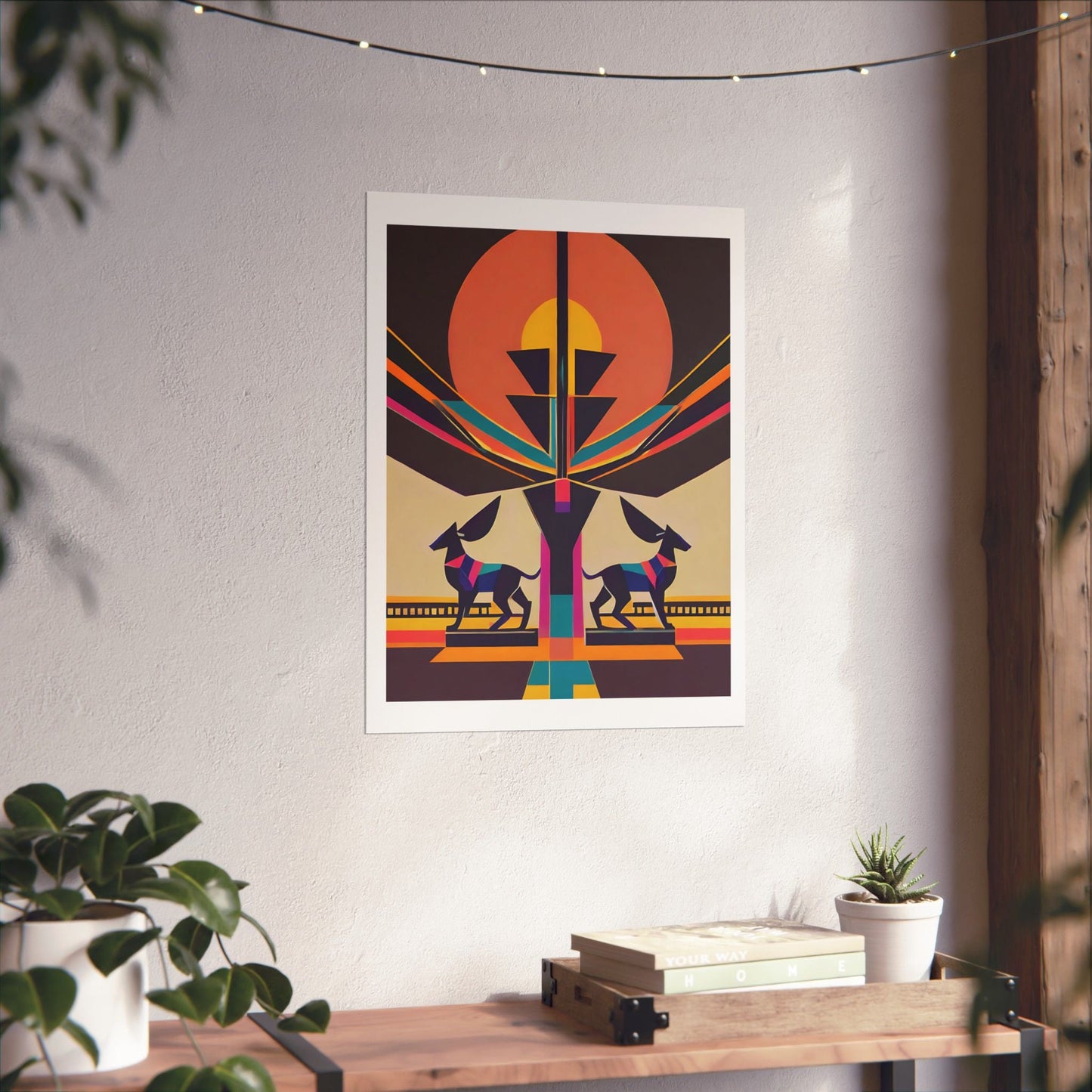 Deco Sphinx Abstract Geometric Wall Art | Eclectic Egyptian Revival Wall Art for Gallery Wall - POP DECO