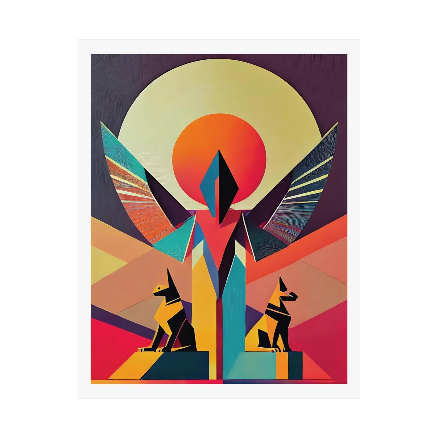 Deco Sphinx Abstract Geometric Wall Art | Eclectic Egyptian Revival Wall Art for Gallery Wall - POP DECO