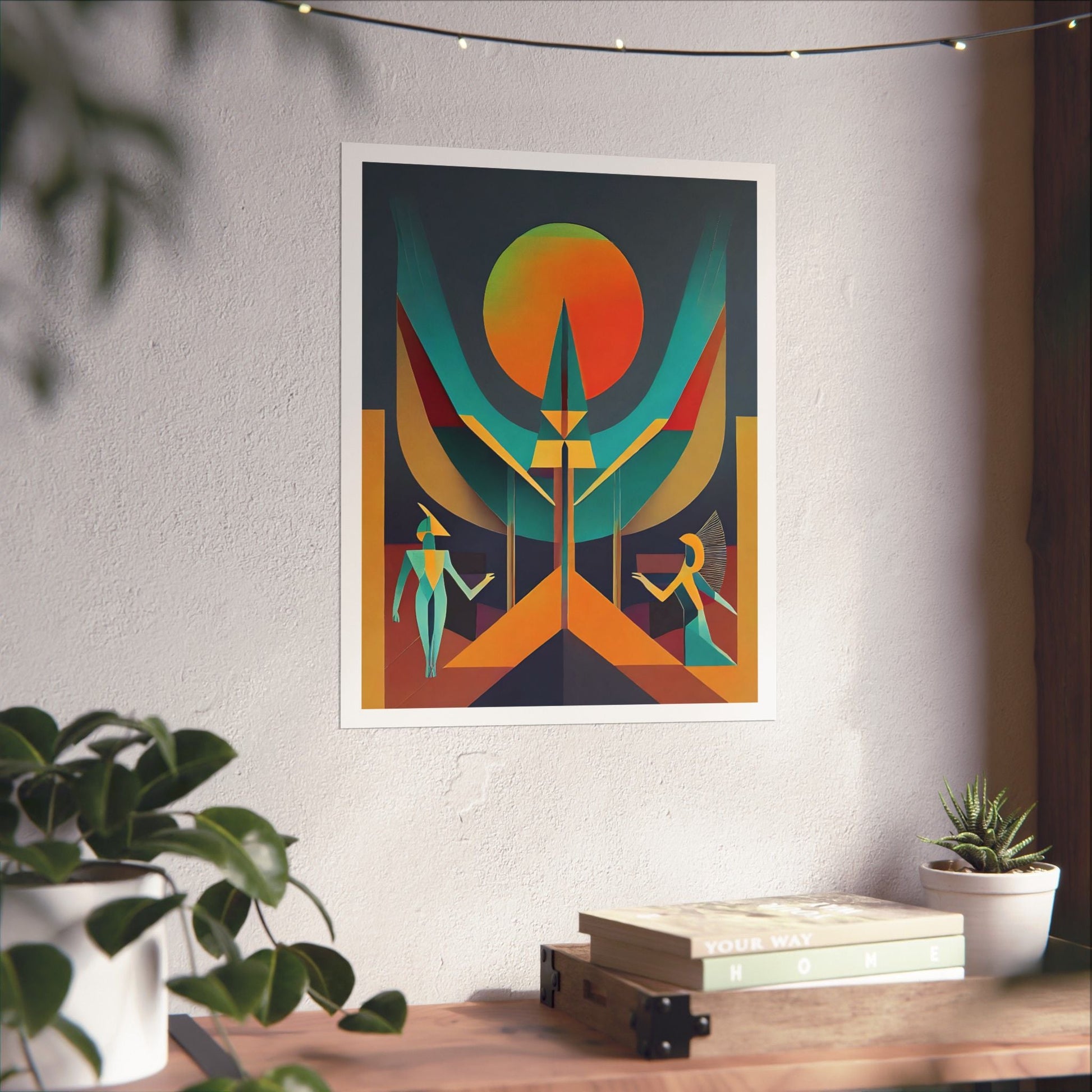 Deco Sphinx Abstract Geometric Wall Art | Eclectic Egyptian Revival Wall Art for Gallery Wall - POP DECO