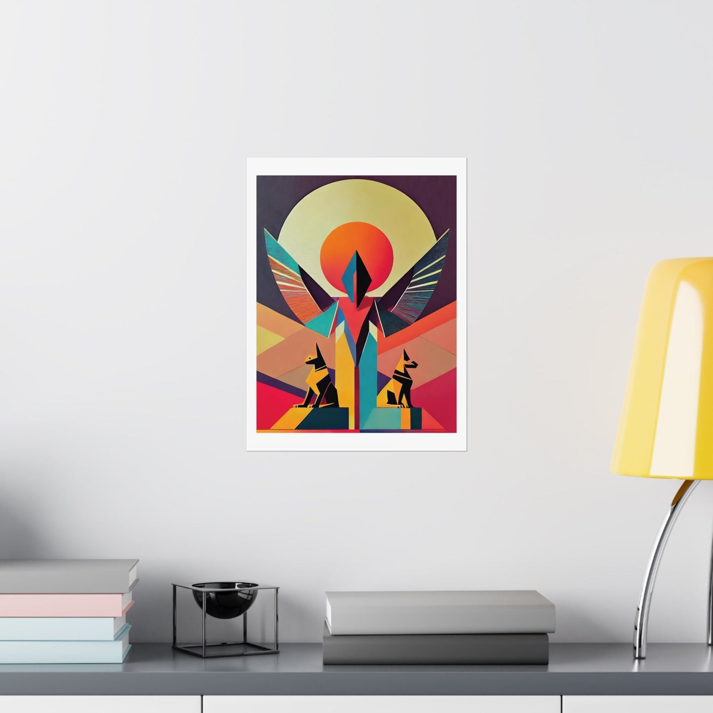 Deco Sphinx Abstract Geometric Wall Art | Eclectic Egyptian Revival Wall Art for Gallery Wall - POP DECO