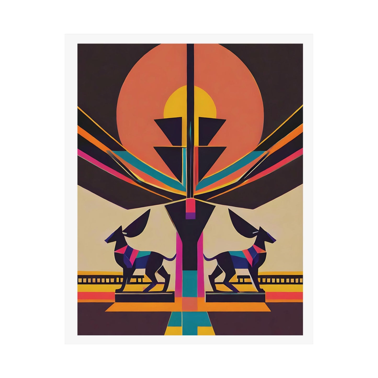 Deco Sphinx Abstract Geometric Wall Art | Eclectic Egyptian Revival Wall Art for Gallery Wall - POP DECO