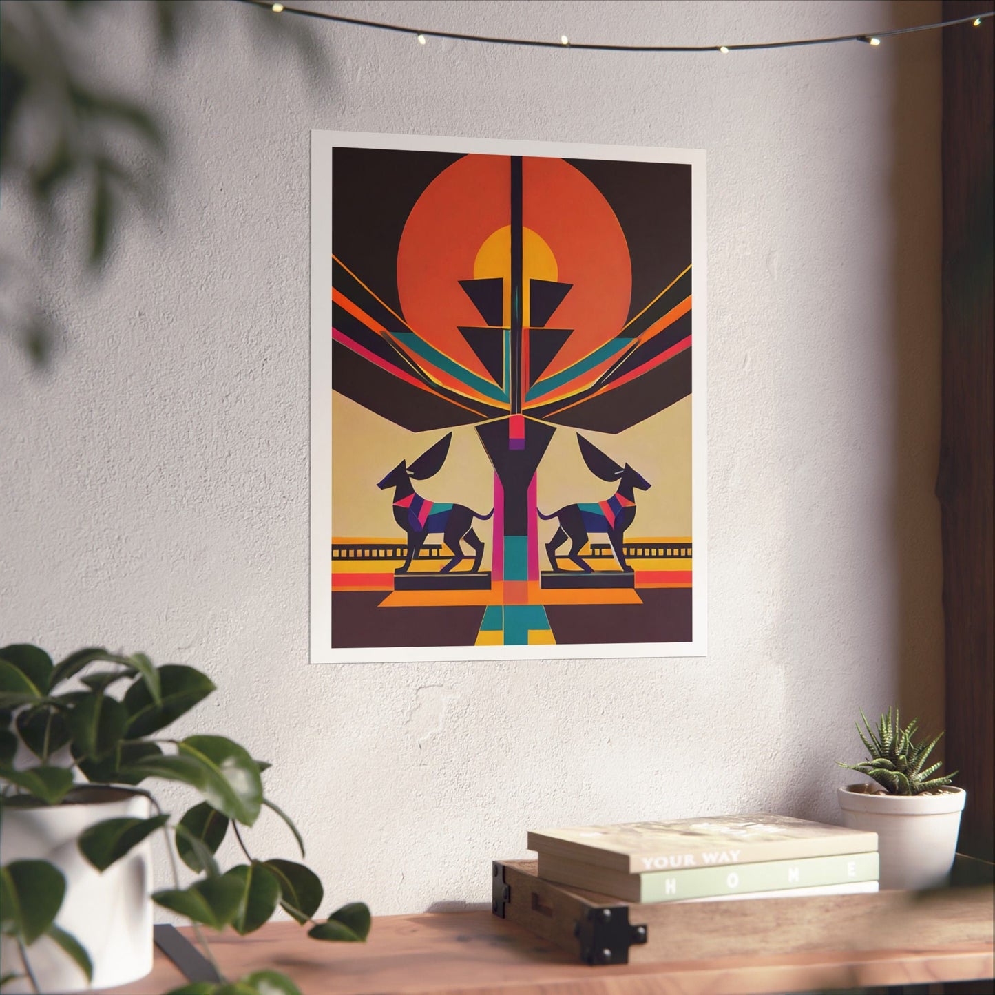 Deco Sphinx Abstract Geometric Wall Art | Eclectic Egyptian Revival Wall Art for Gallery Wall - POP DECO