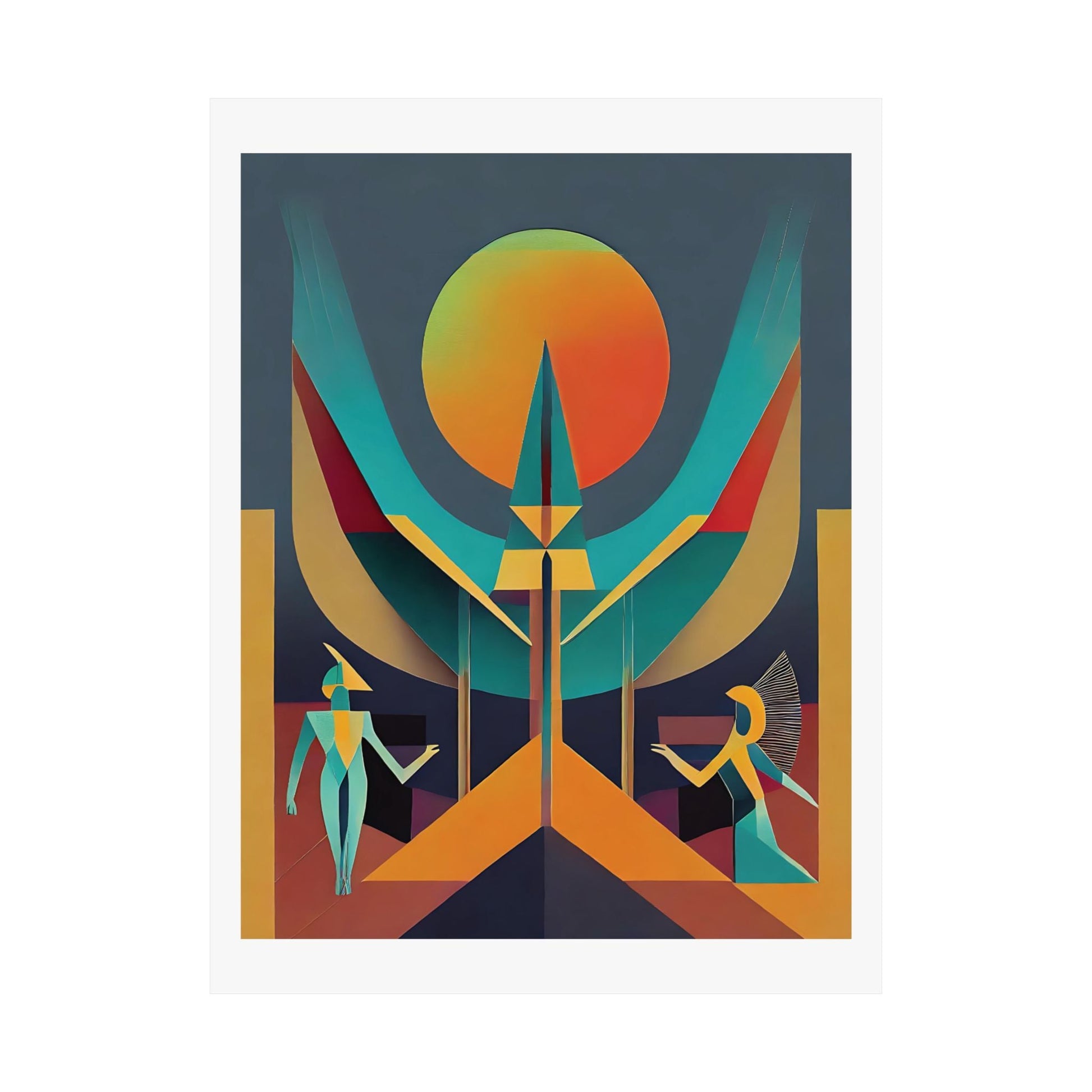 Deco Sphinx Abstract Geometric Wall Art | Eclectic Egyptian Revival Wall Art for Gallery Wall - POP DECO