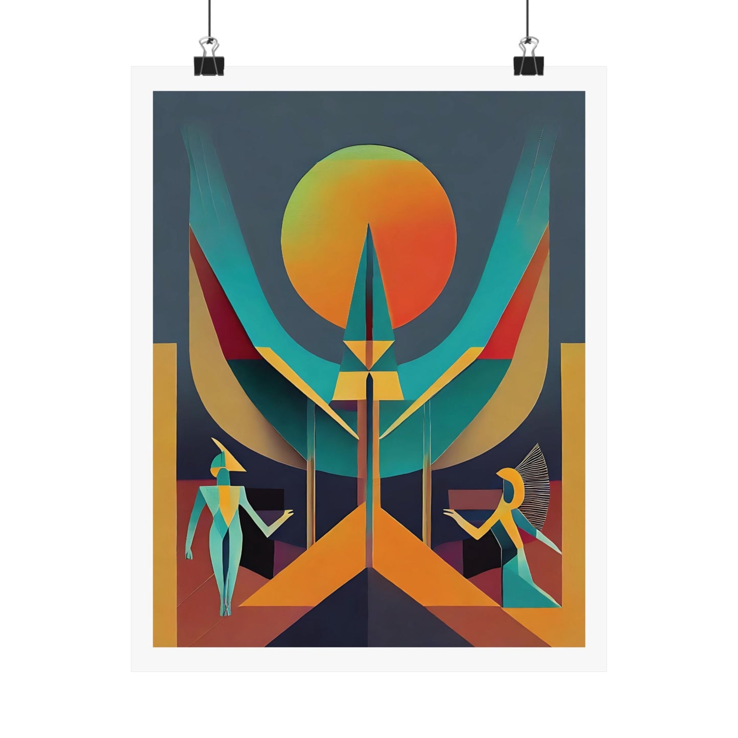 Deco Sphinx Abstract Geometric Wall Art | Eclectic Egyptian Revival Wall Art for Gallery Wall - POP DECO