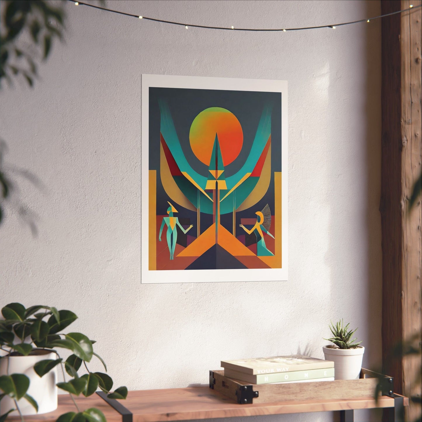 Deco Sphinx Abstract Geometric Wall Art | Eclectic Egyptian Revival Wall Art for Gallery Wall - POP DECO