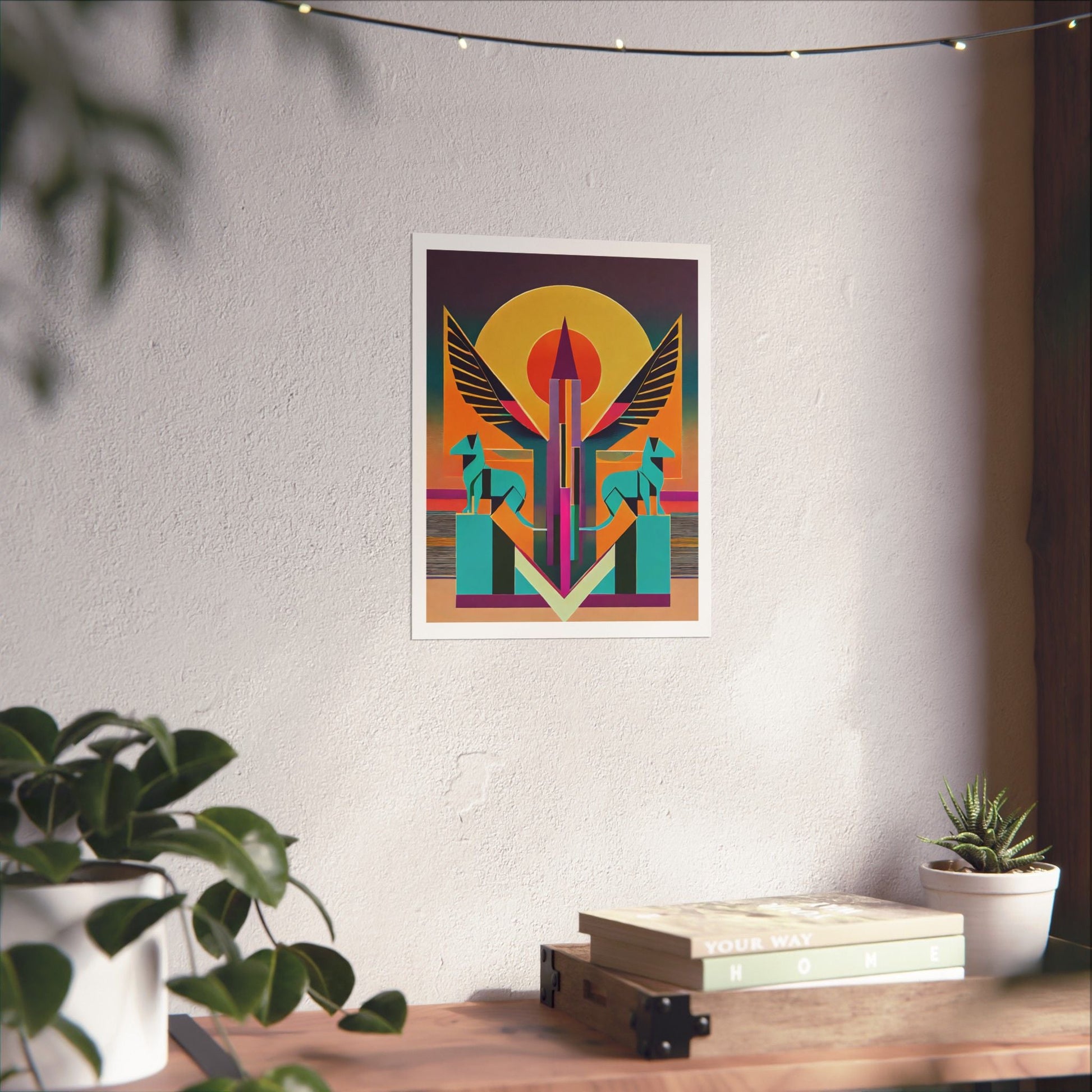 Deco Sphinx Abstract Geometric Wall Art | Eclectic Egyptian Revival Wall Art for Gallery Wall - POP DECO