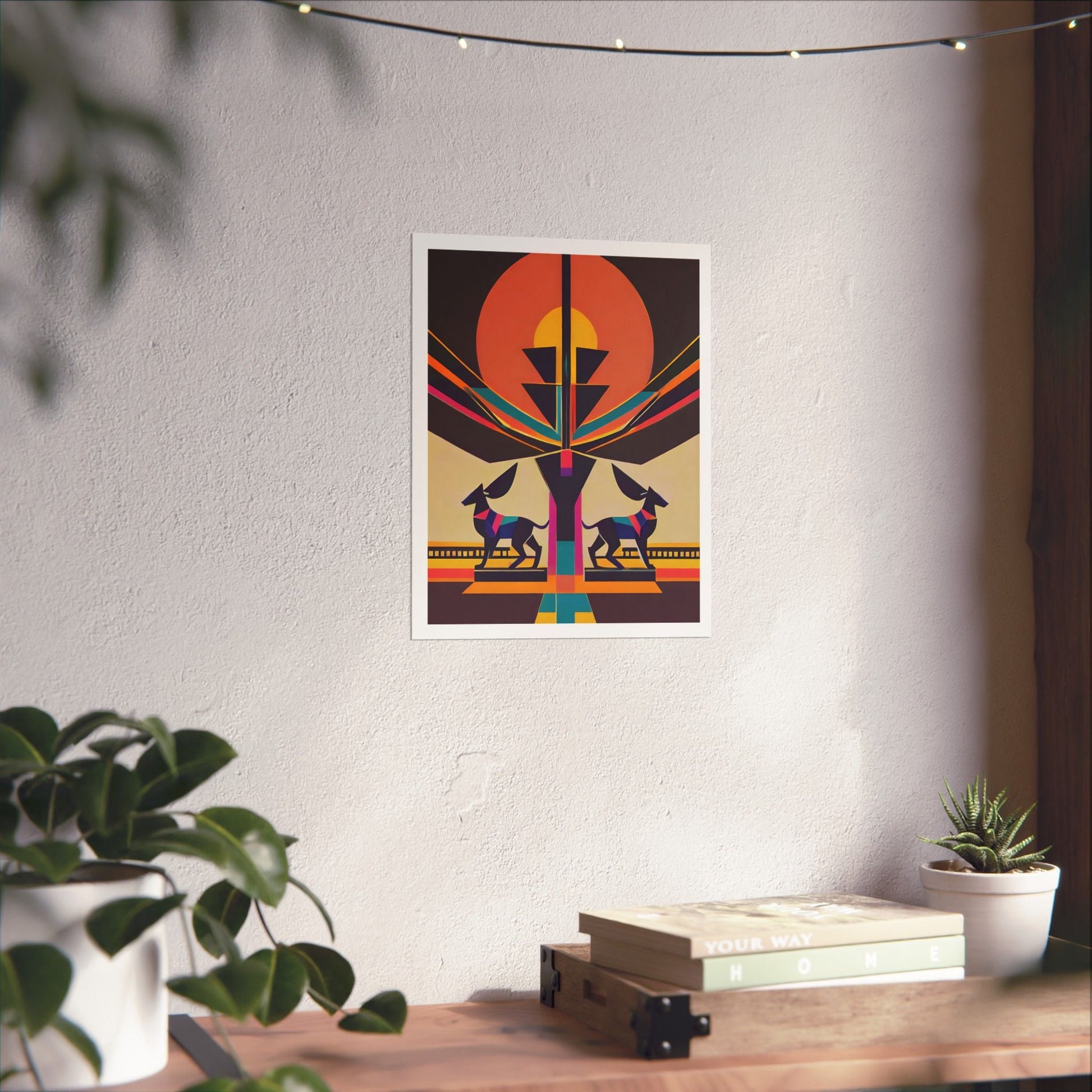 Deco Sphinx Abstract Geometric Wall Art | Eclectic Egyptian Revival Wall Art for Gallery Wall - POP DECO