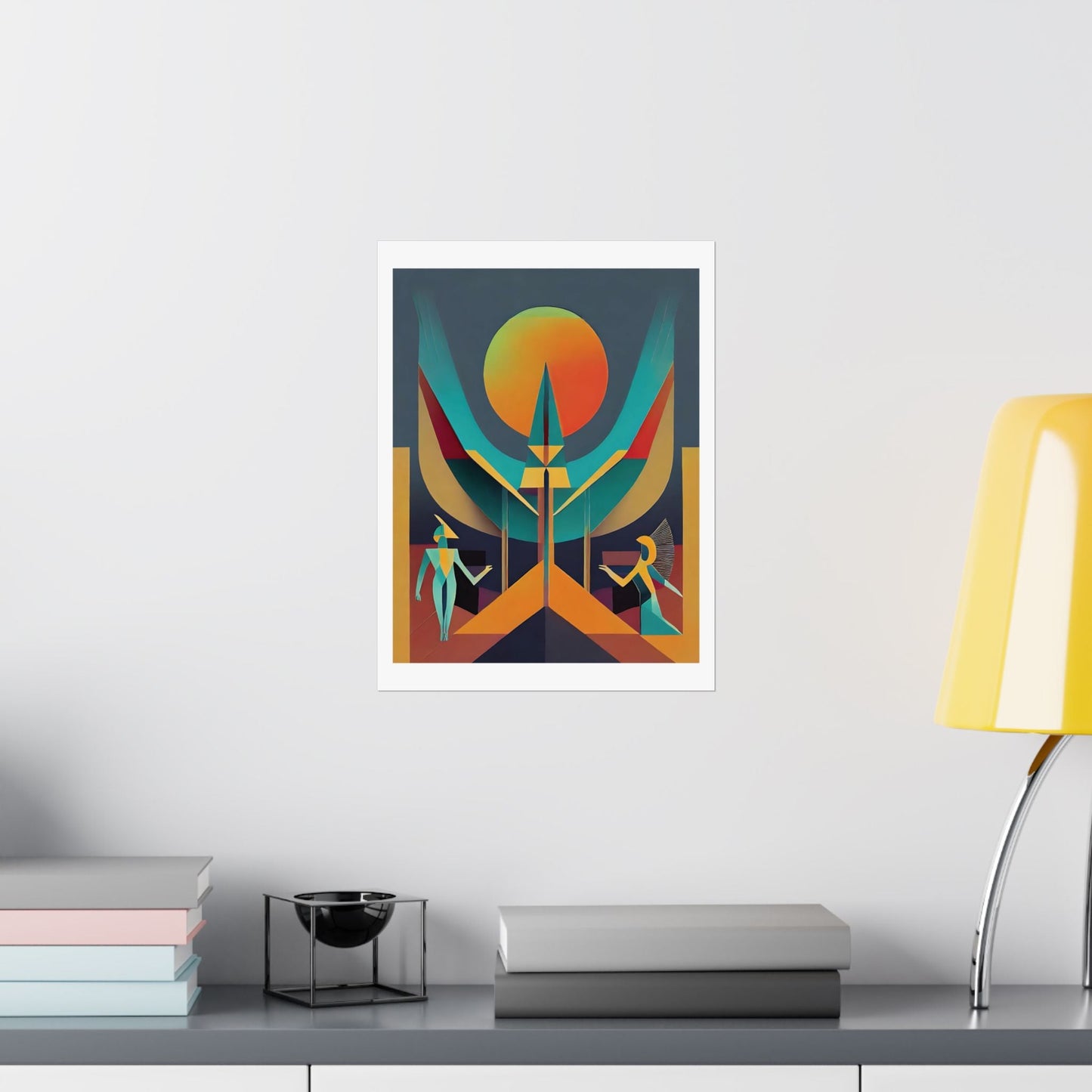 Deco Sphinx Abstract Geometric Wall Art | Eclectic Egyptian Revival Wall Art for Gallery Wall - POP DECO