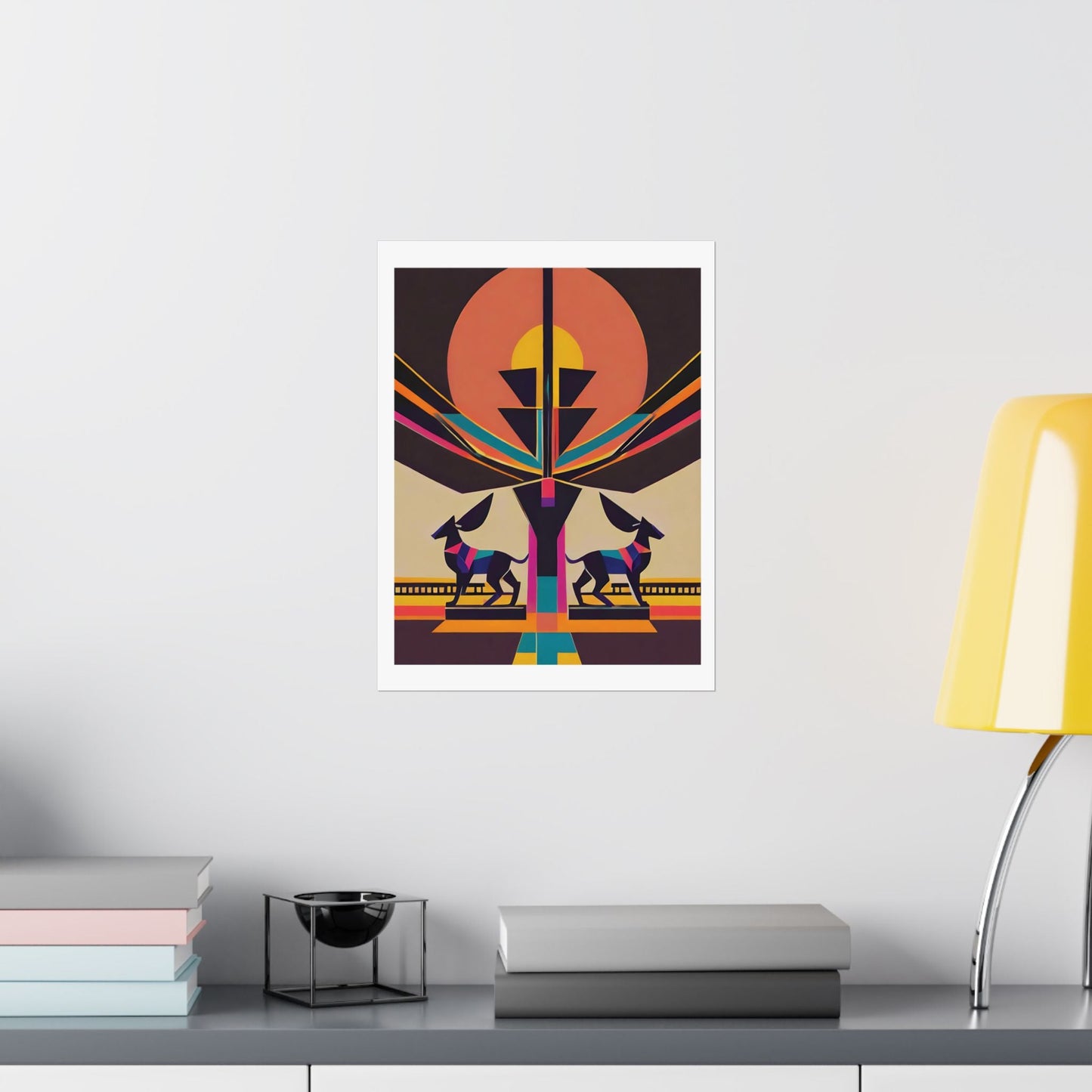 Deco Sphinx Abstract Geometric Wall Art | Eclectic Egyptian Revival Wall Art for Gallery Wall - POP DECO