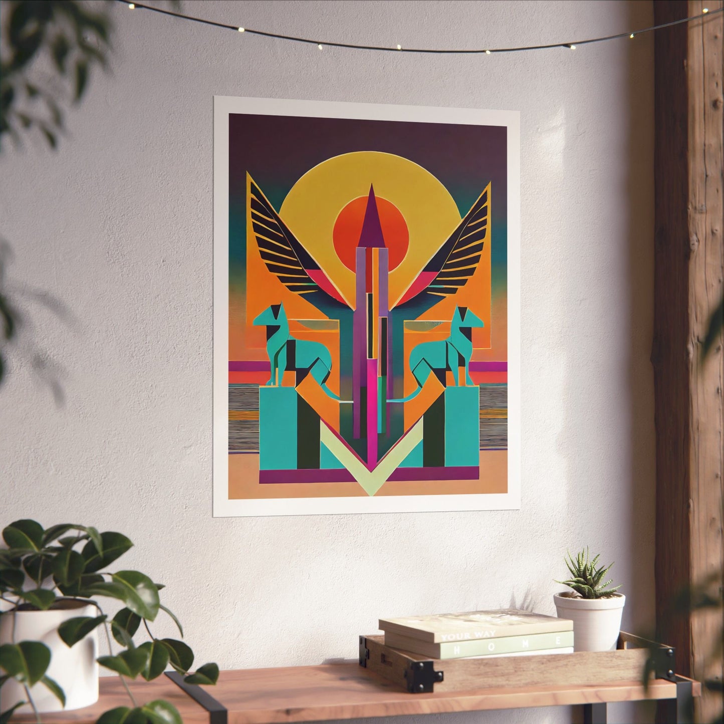 Deco Sphinx Abstract Geometric Wall Art | Eclectic Egyptian Revival Wall Art for Gallery Wall - POP DECO