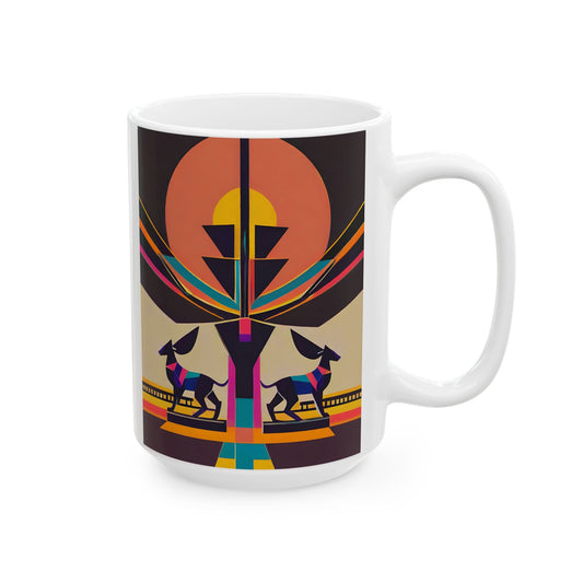 Deco Sphinx Egyptian Revival Coffee Mug | Colorful Abstract Geometric Ceramic Mug (11oz, 15oz) - POP DECO