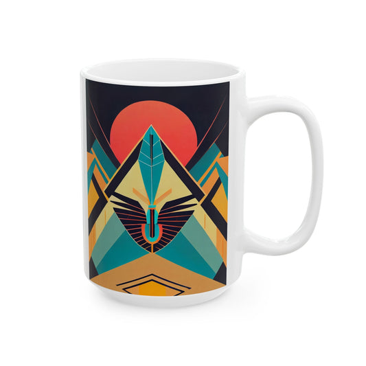 Deco Sphinx Egyptian Revival Coffee Mug | Colorful Abstract Geometric Ceramic Mug (11oz, 15oz) - POP DECO