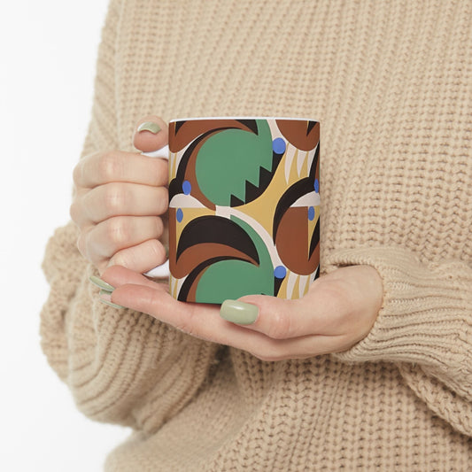 Dopamine Deco Coffee Mug | Abstract Art Deco Colorful Neutrals Ceramic Mug (11oz, 15oz) - POP DECO