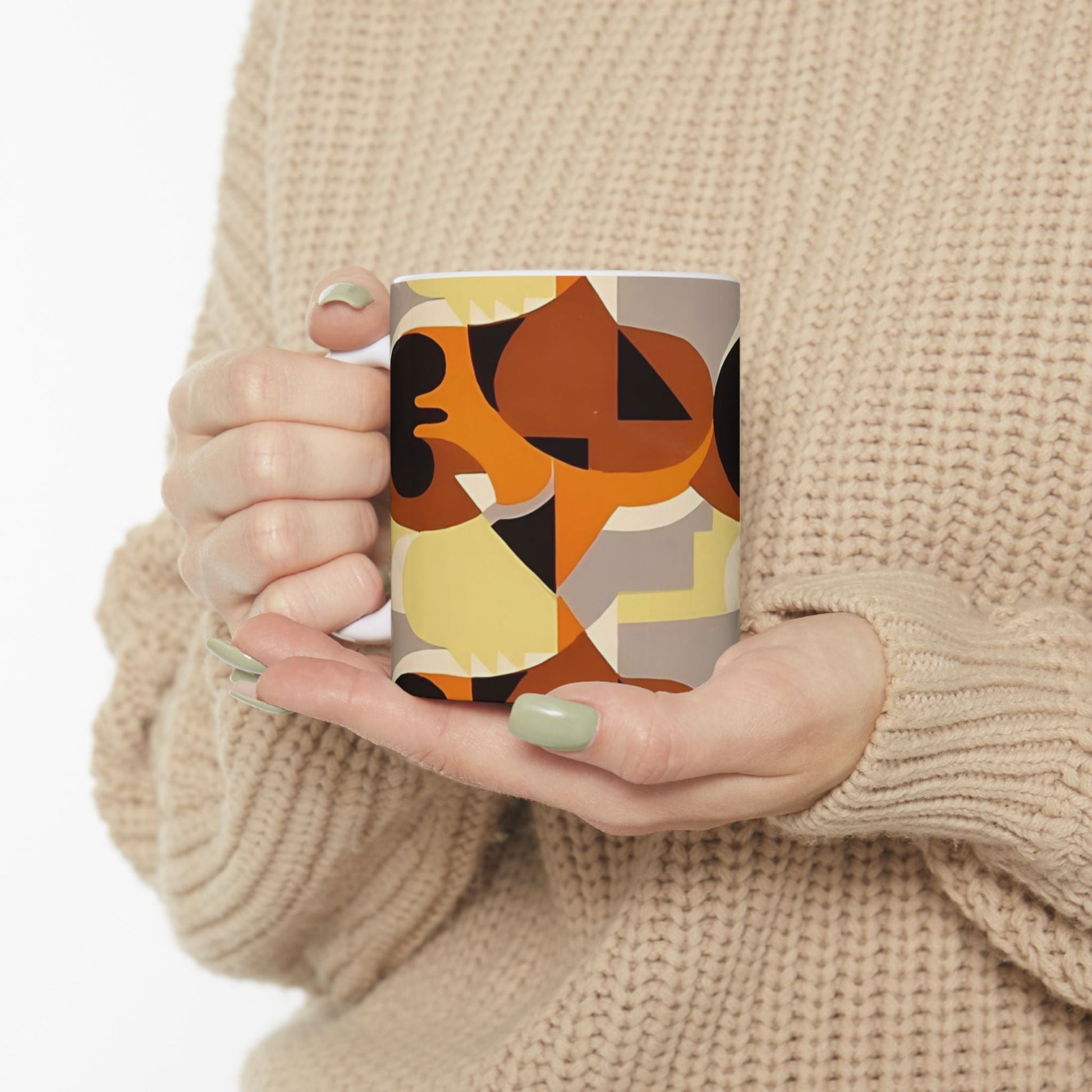 Dopamine Deco Coffee Mug | Abstract Art Deco Colorful Neutrals Ceramic Mug (11oz, 15oz) - POP DECO