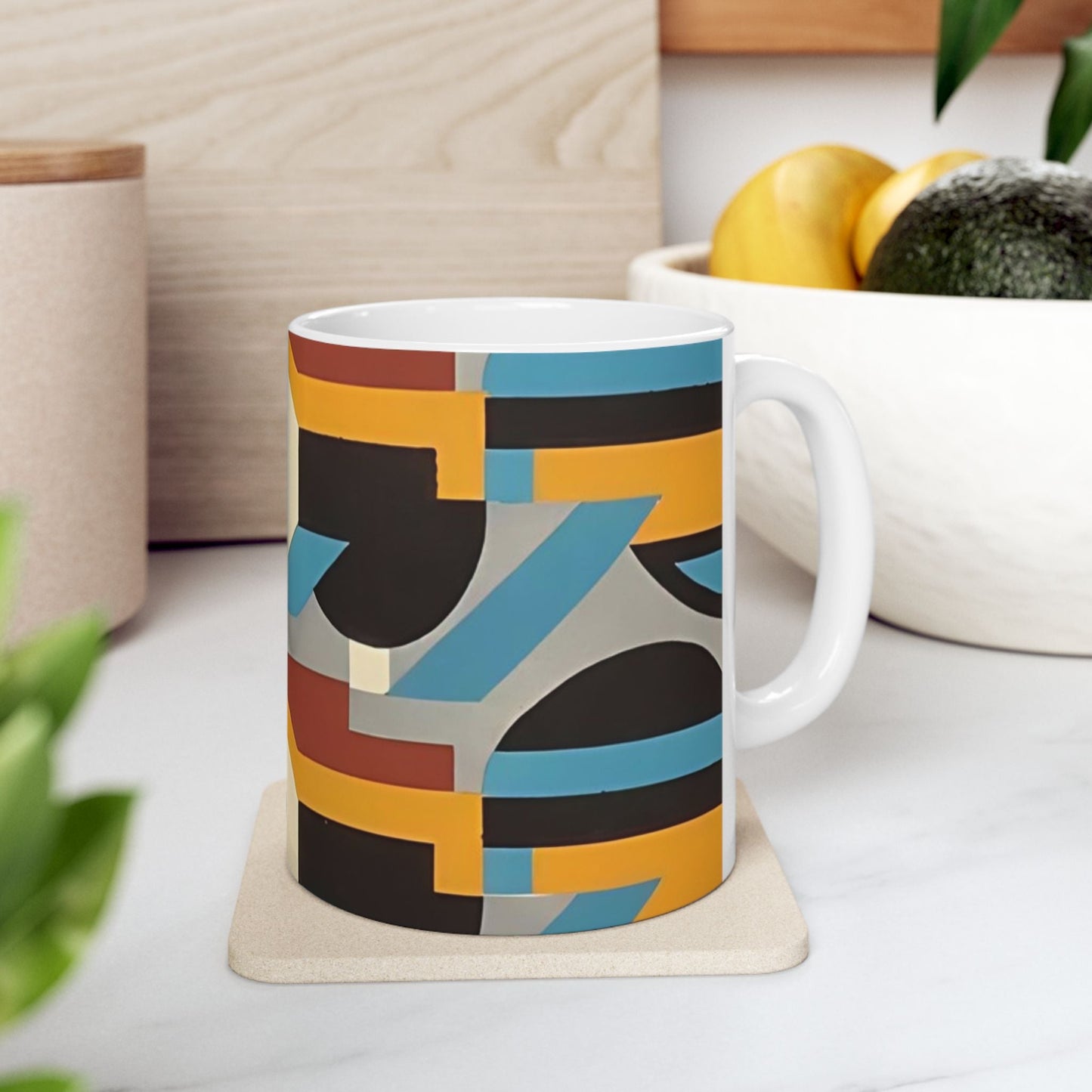 Dopamine Deco Coffee Mug | Abstract Art Deco Colorful Neutrals Ceramic Mug (11oz, 15oz) - POP DECO