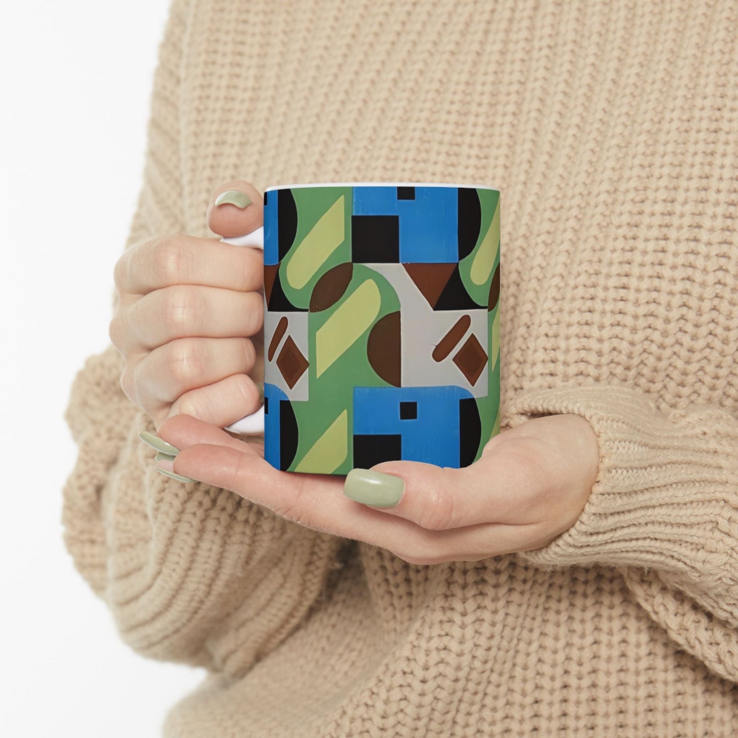 Dopamine Deco Coffee Mug | Abstract Art Deco Colorful Neutrals Ceramic Mug (11oz, 15oz) - POP DECO