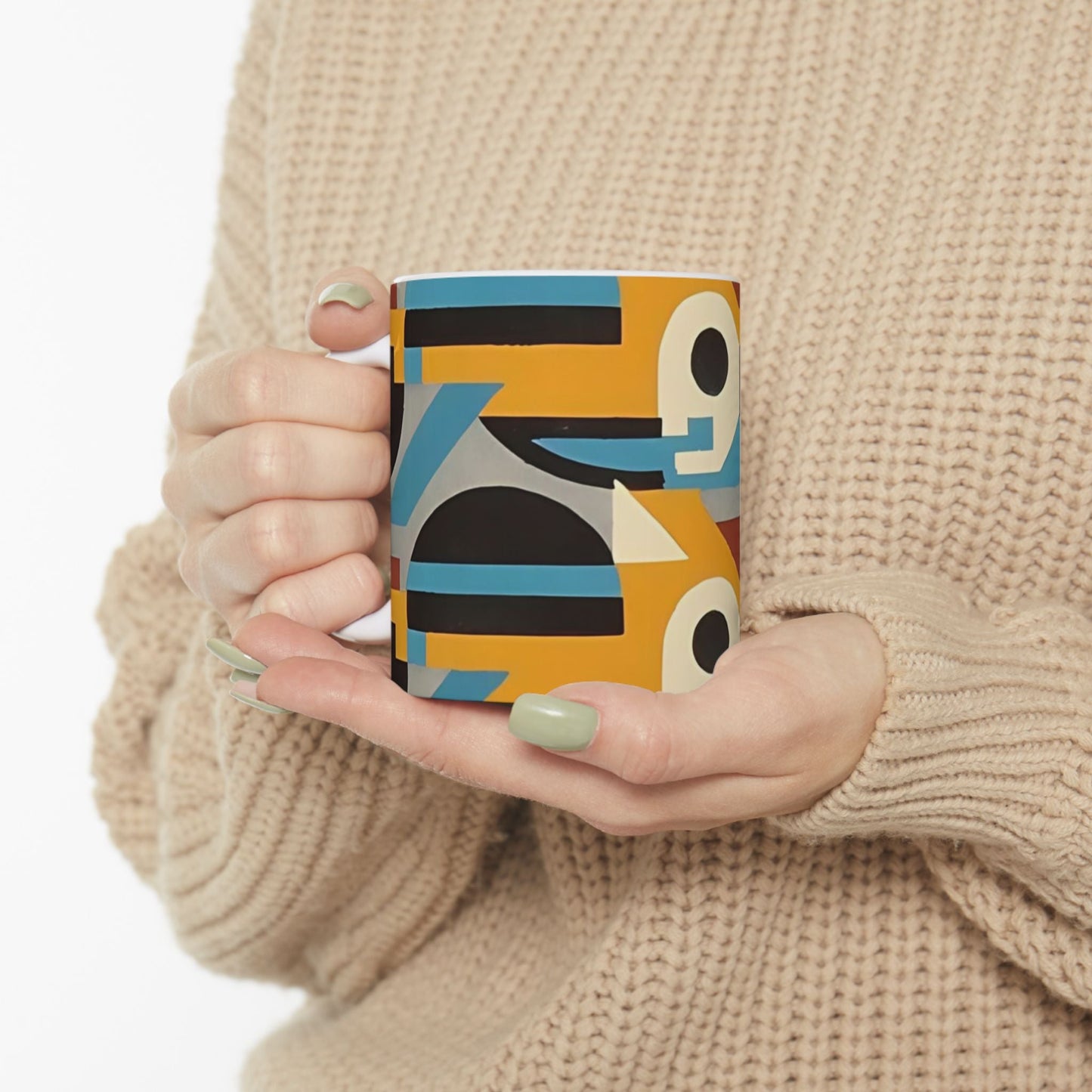 Dopamine Deco Coffee Mug | Abstract Art Deco Colorful Neutrals Ceramic Mug (11oz, 15oz) - POP DECO