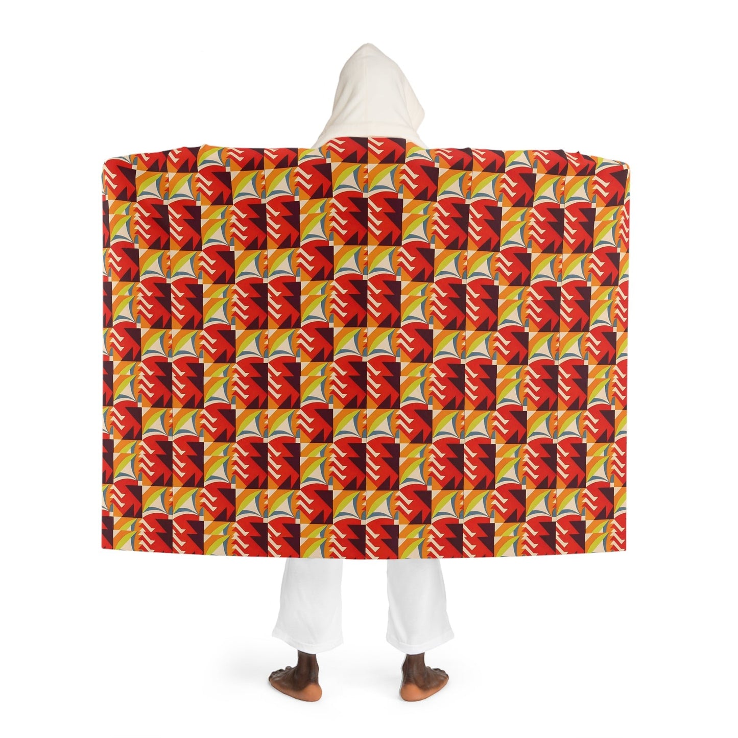 Eclectic Art Deco Pattern Abstract Geometric Hooded Sherpa Fleece Blanket | Kaleidoscope Reimagined - POP DECO