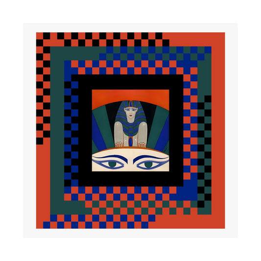 Egyptian Art Deco Revival Poster | Maximalist Checkered Gallery Wall Art - POP DECO