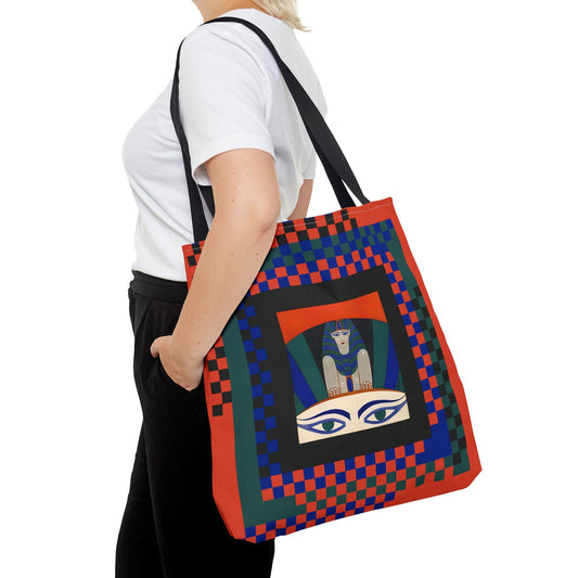 Egyptian Revival Art Deco Checkered Tote Bag | Dopamine Deco Maximalist Totes - POP DECO