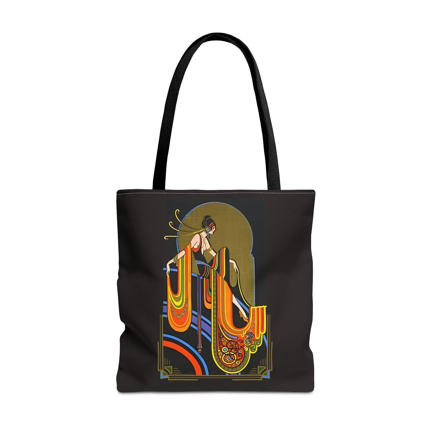 Elegant Art Deco Inspired Black Tote Bag | Glamour Girls Vintage Flapper Scene Bag - POP DECO