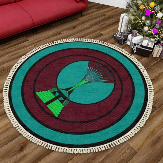 Esoterica Round Area Rug with Tassels | Eclectic Boho Round Rug - POP DECO