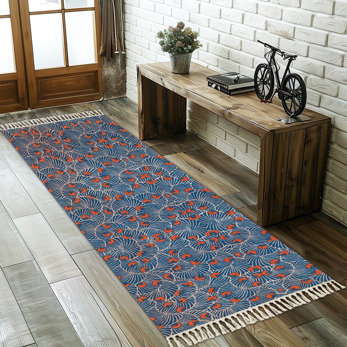 Floral Art Deco Runner Rug with Tassels| Eclectic Boho Runner Multiple Sizes - POP DECO