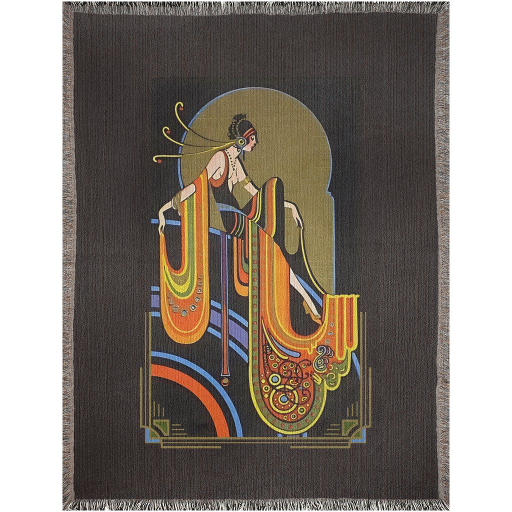 Glamour Girls Art Deco Woven Blankets | Vintage Playing Card Elegant Throw Blanket - POP DECO